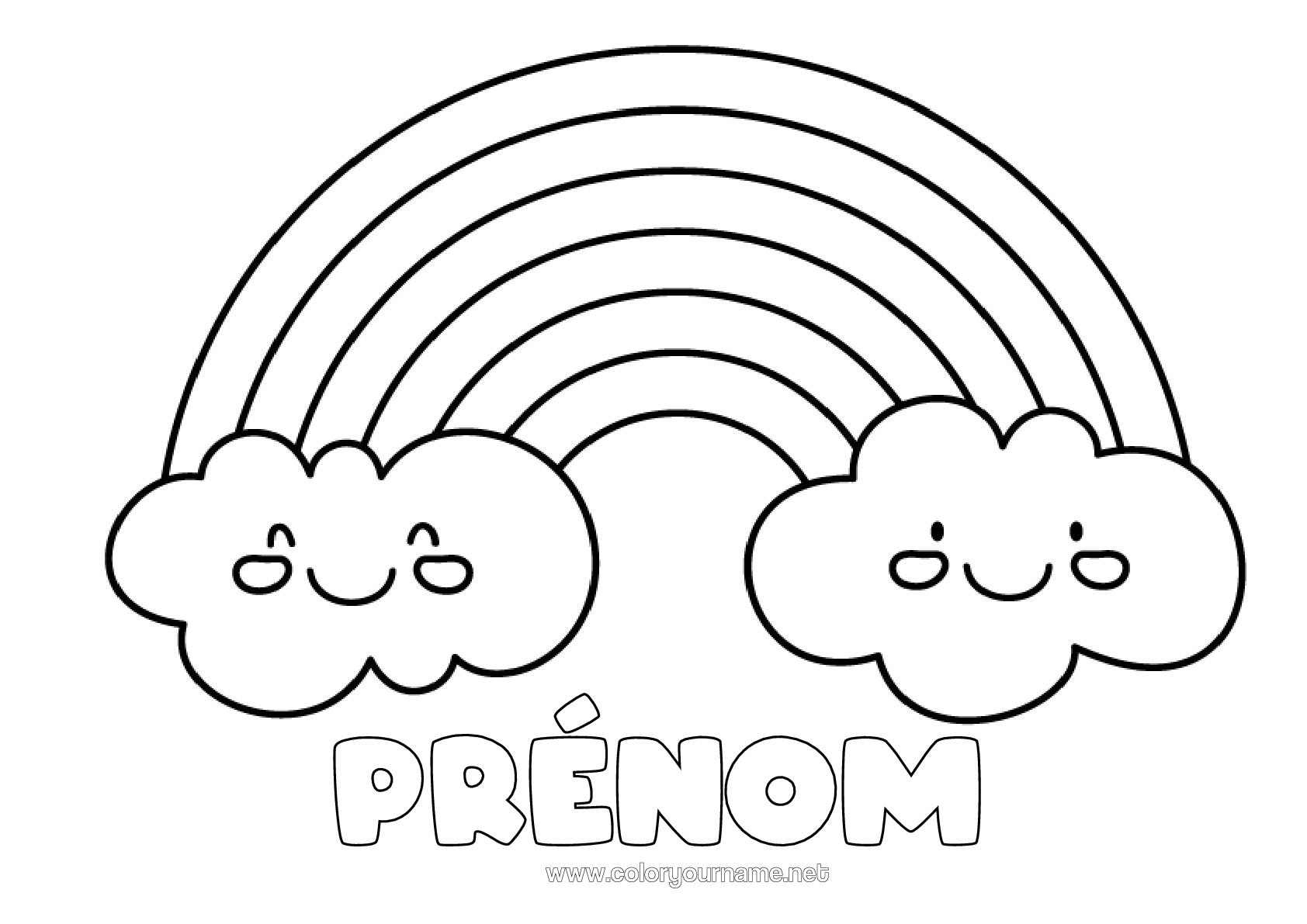 Coloriage n°1390 - Mignon Kawaii Arc en ciel