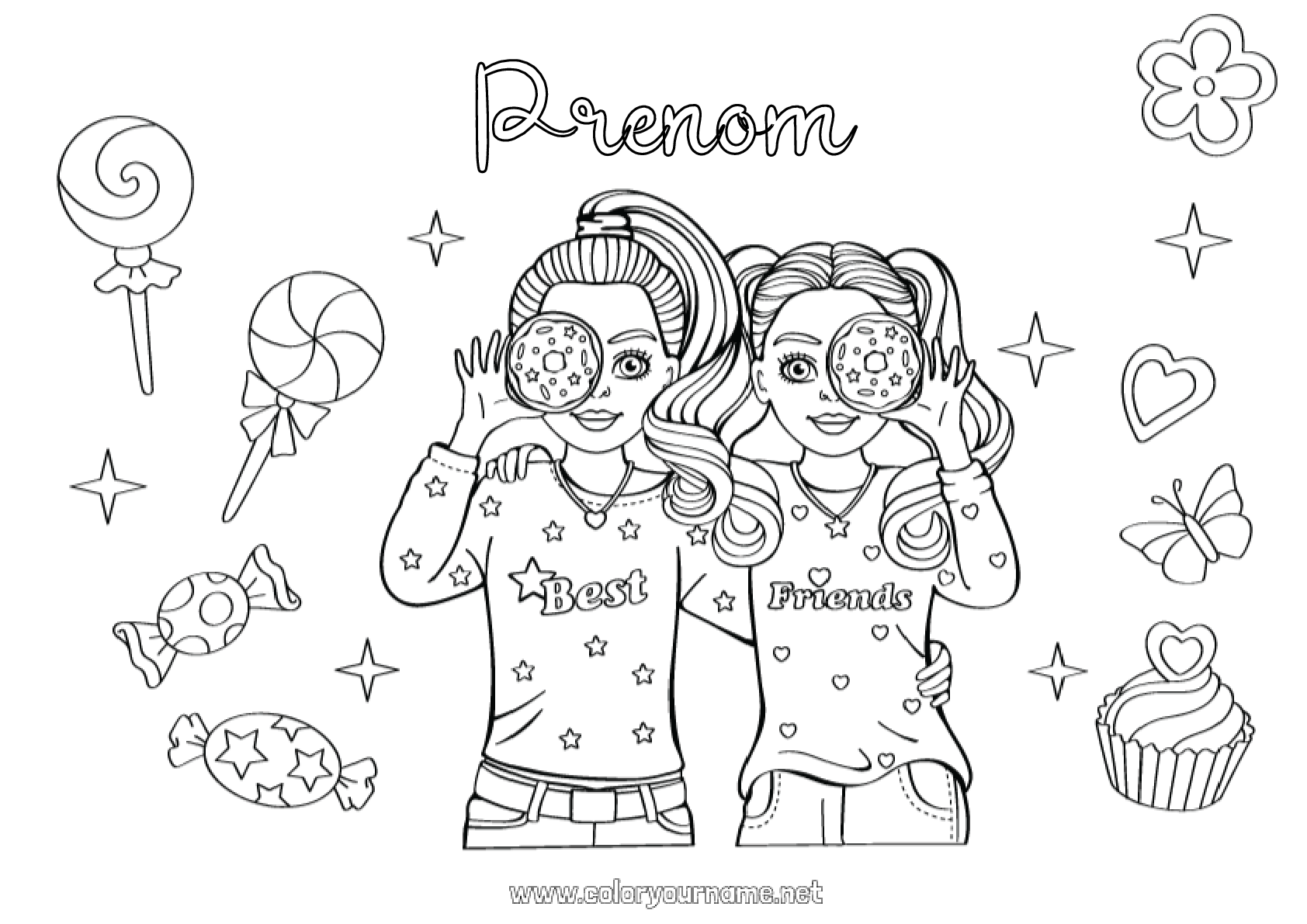 Bff Coloriage Meilleure Amie A Imprimer Coloriage n°1421 - Bonbons Ami, Amie Gourmandises, sucreries