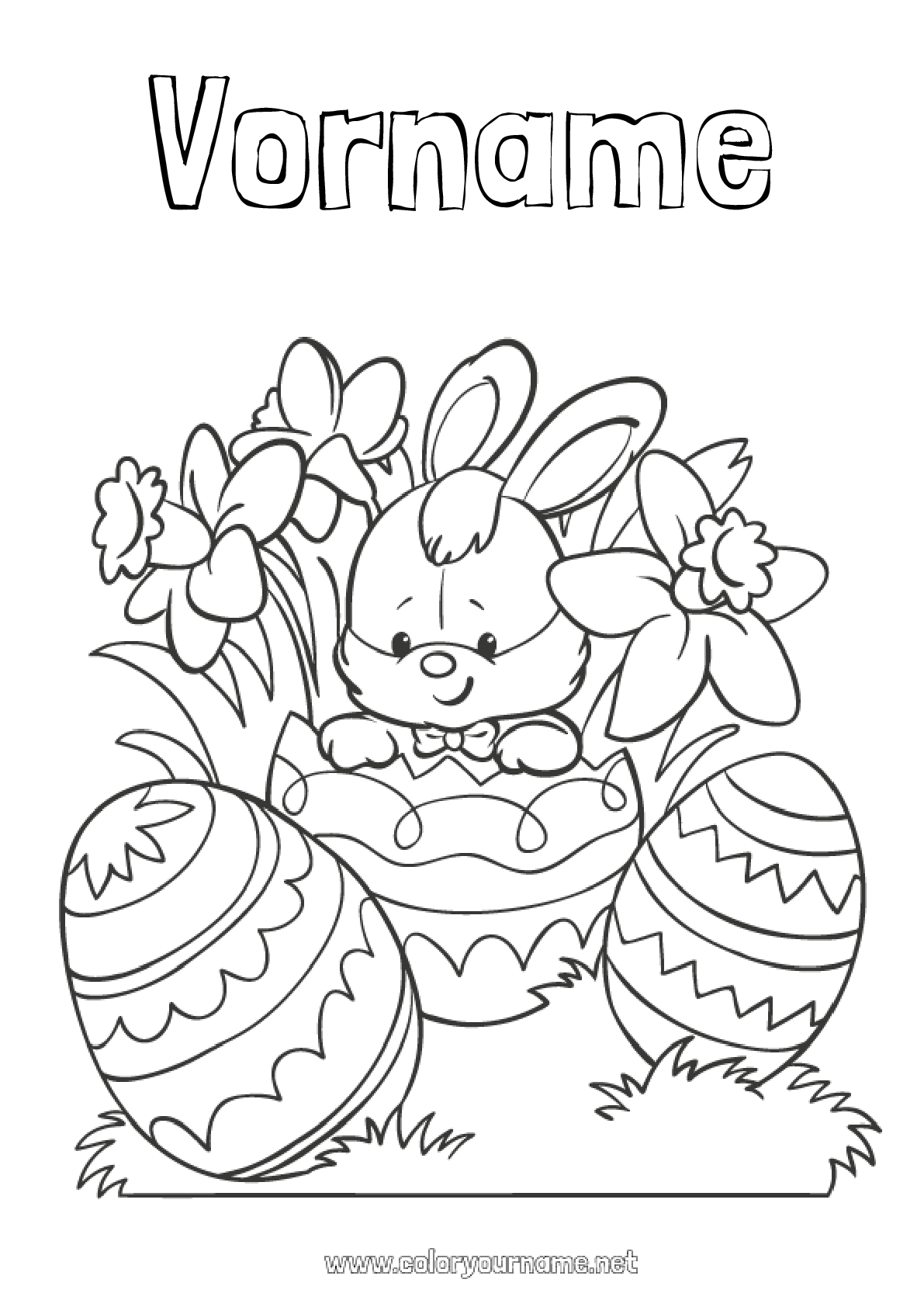 Malvorlage Nr.1457 - Blumen Frühling Hase