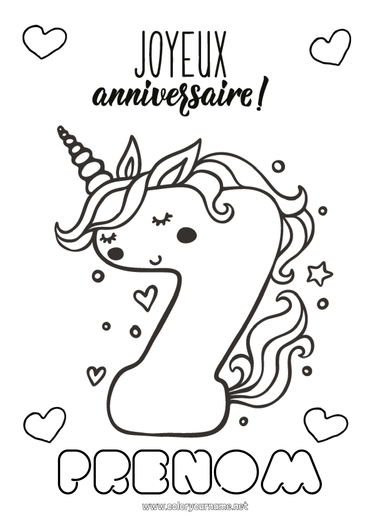 Coloriage Joyeux Anniversaire Avec Prénom Coloriage n°148 - Anniversaire Chiffre Licorne