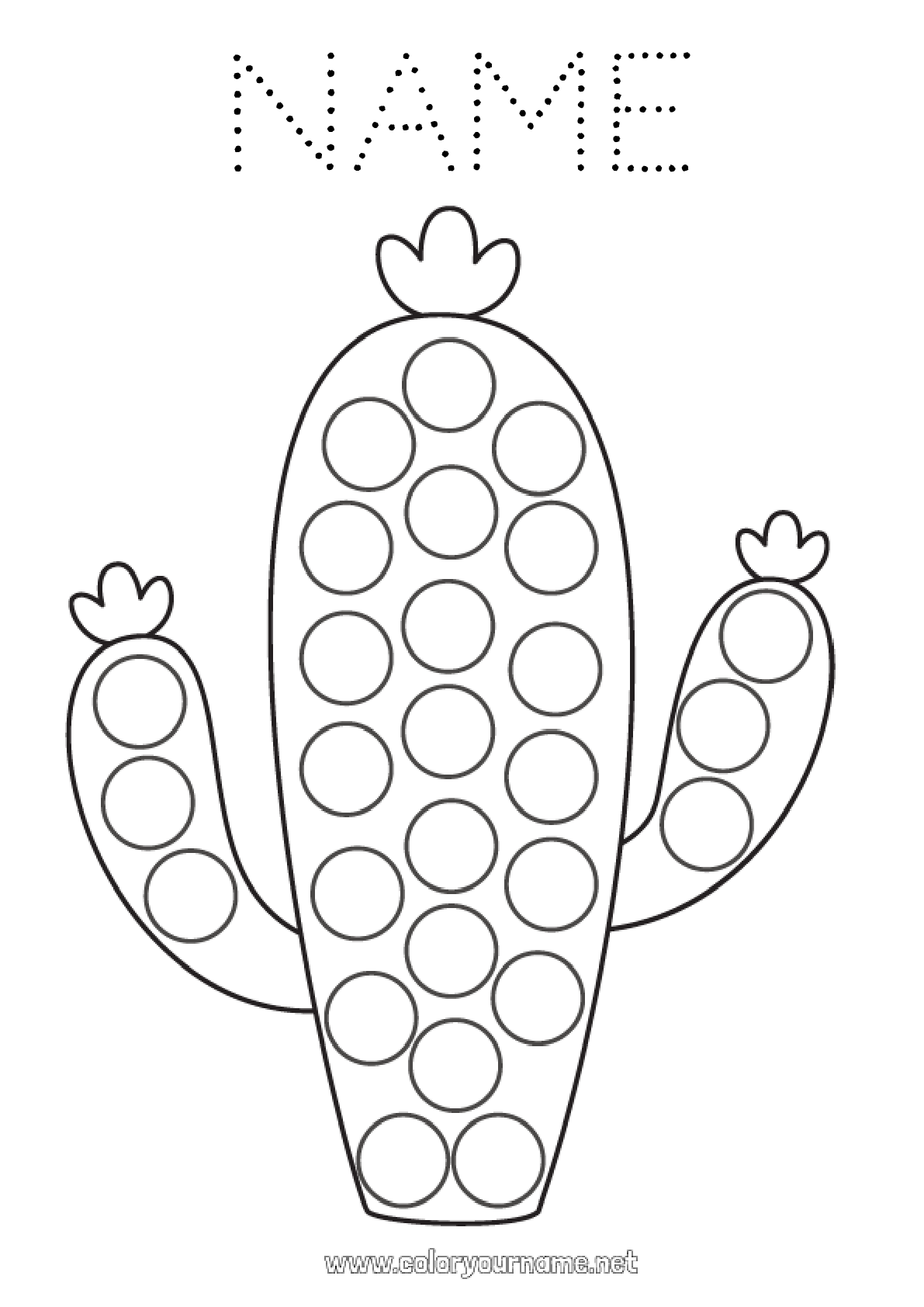Coloring page No.1510 Children's activities Cactus Dot markers