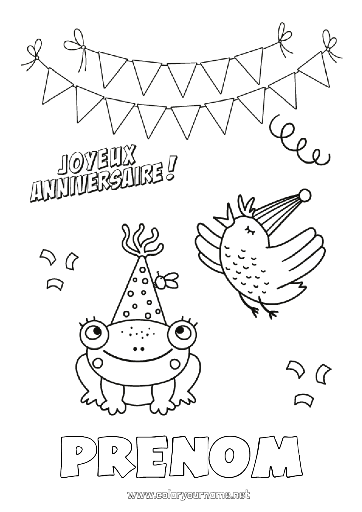 Joyeux Anniversaire Papy Coloriage Coloriage n°153 - Anniversaire Grenouille Oiseau