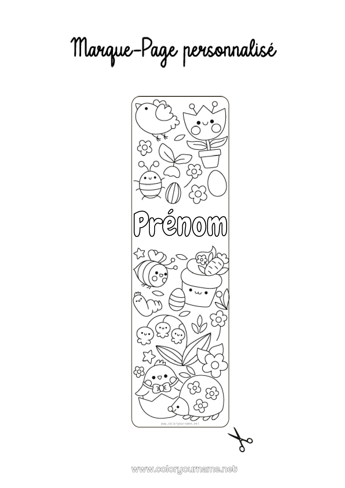 Marque Page A Imprimer Et A Colorier Coloriage n°1540 - Kawaii Activités enfants Pâques