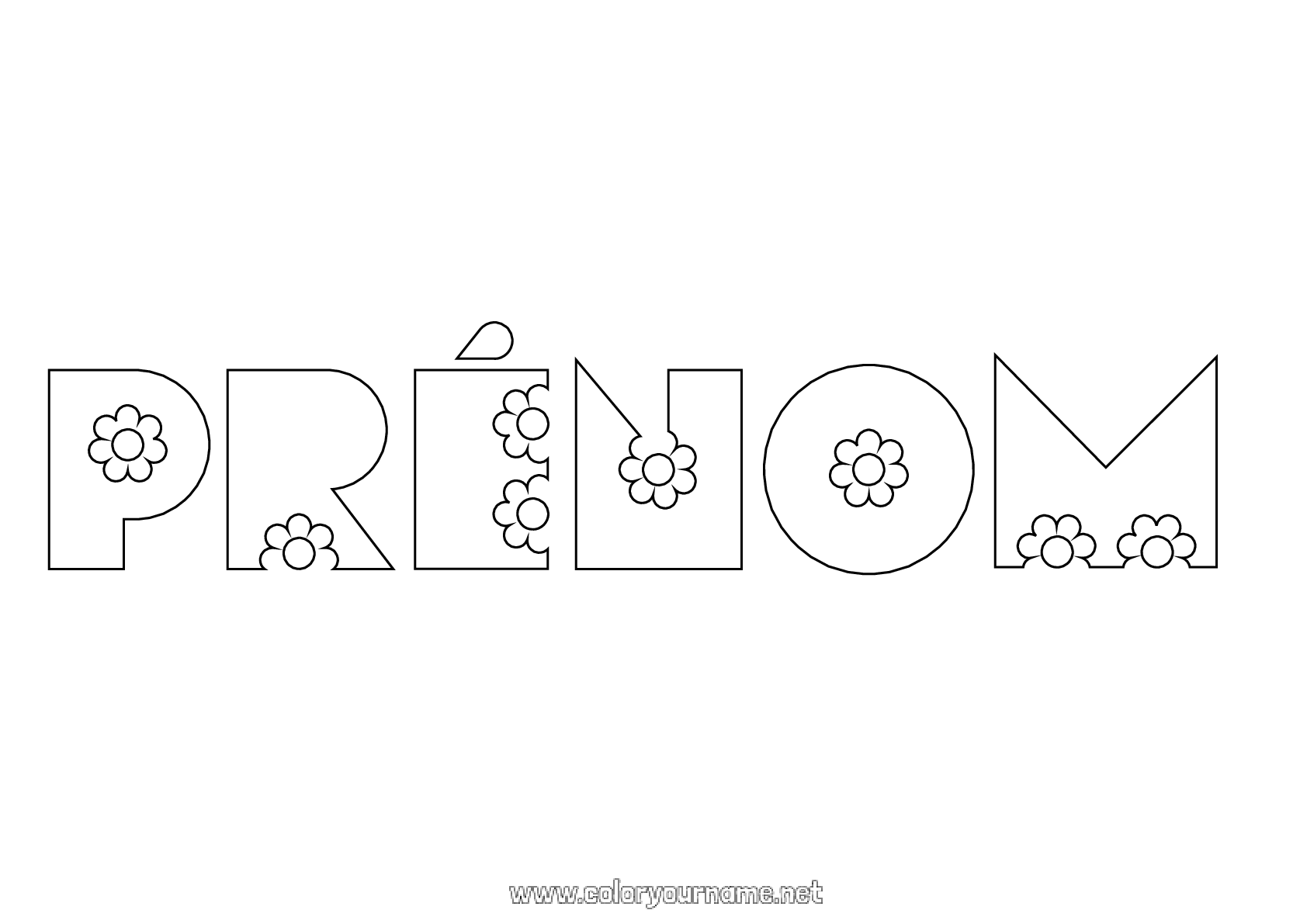 Coloriage Prénom Personnalisé à Imprimer Coloriage n°1557 - Fleurs Nom décoré