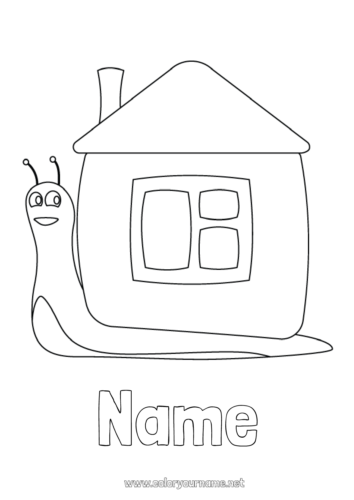 Coloring page No.1581 Animal Snail House