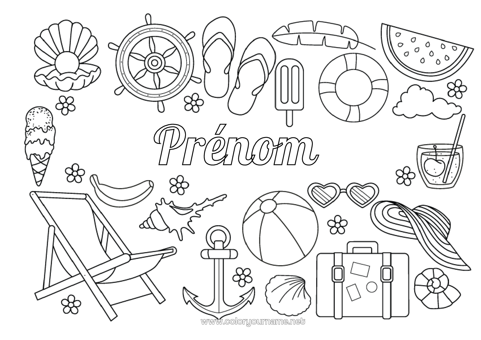 Coloriage n°1588 - Vacances Été Fruits