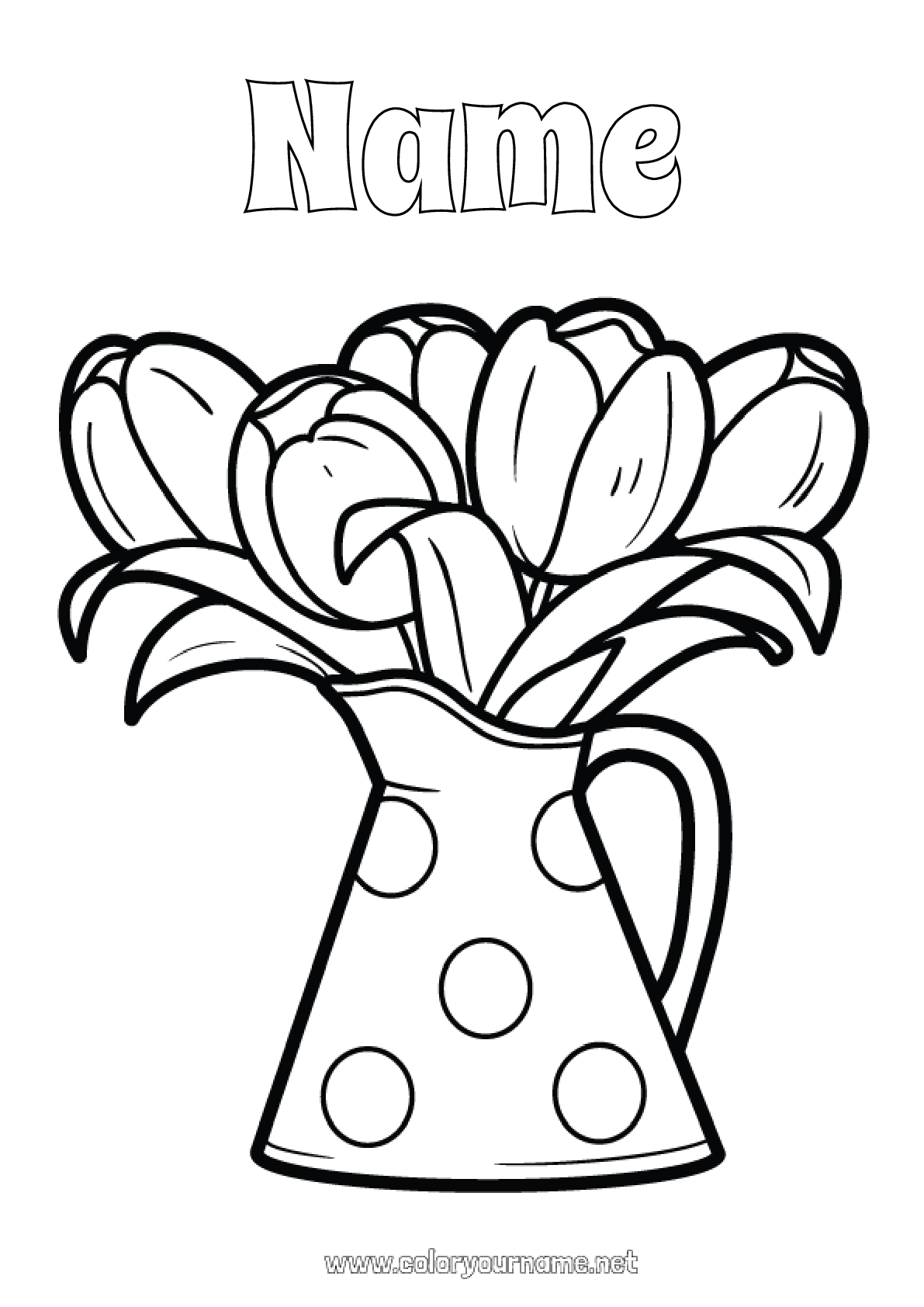 Coloring page No.1598 - Flowers Tulip Easy coloring pages