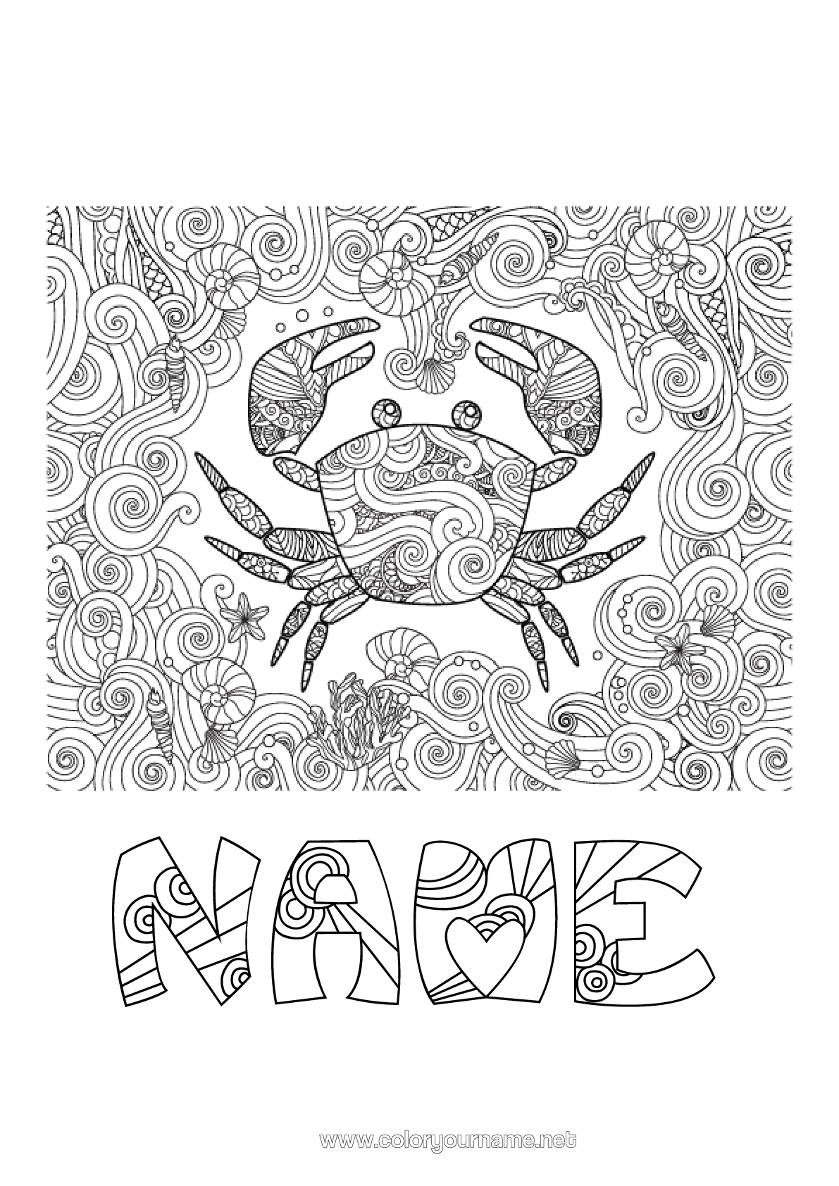 Coloring page No.1602 - Mandala Sea Animal