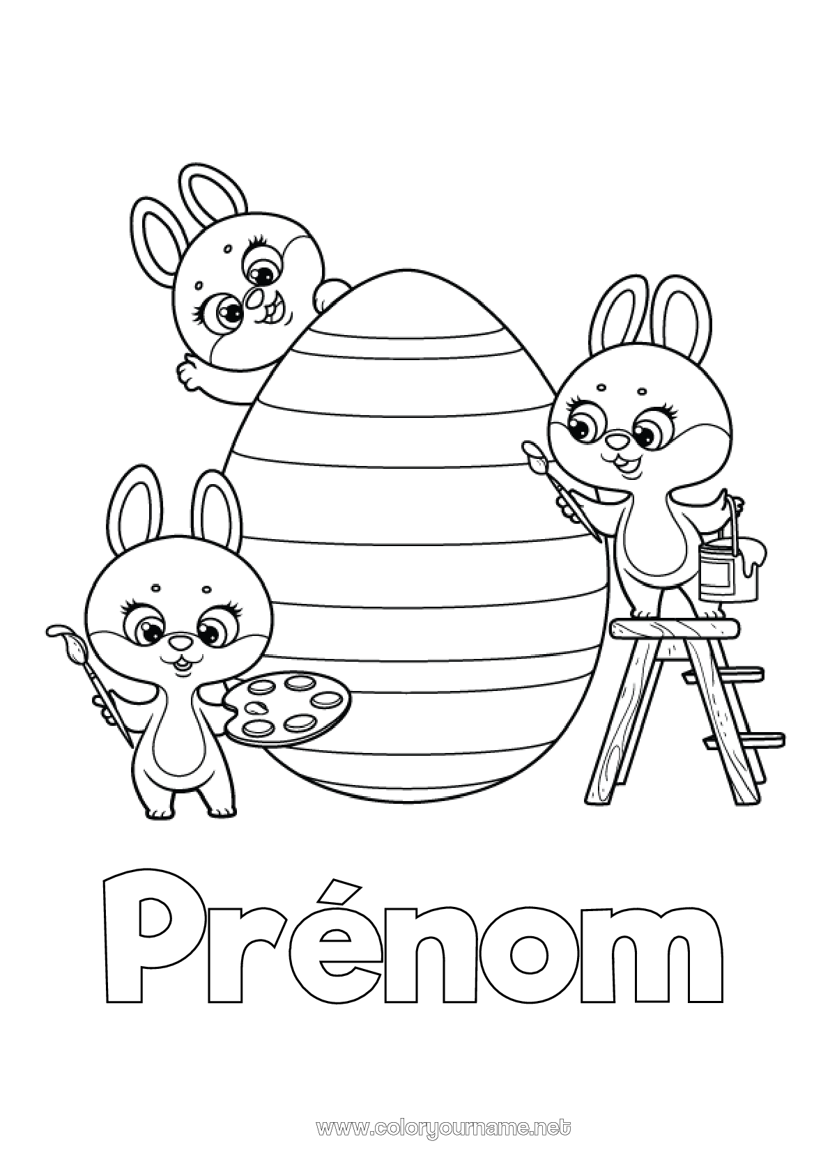 Coloriage à personnaliser Art Lapin Animal Pâques