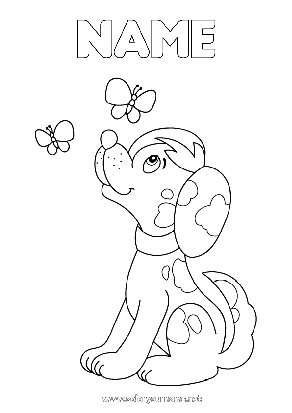 Coloring page No.1625 - Cute Dog Butterfly