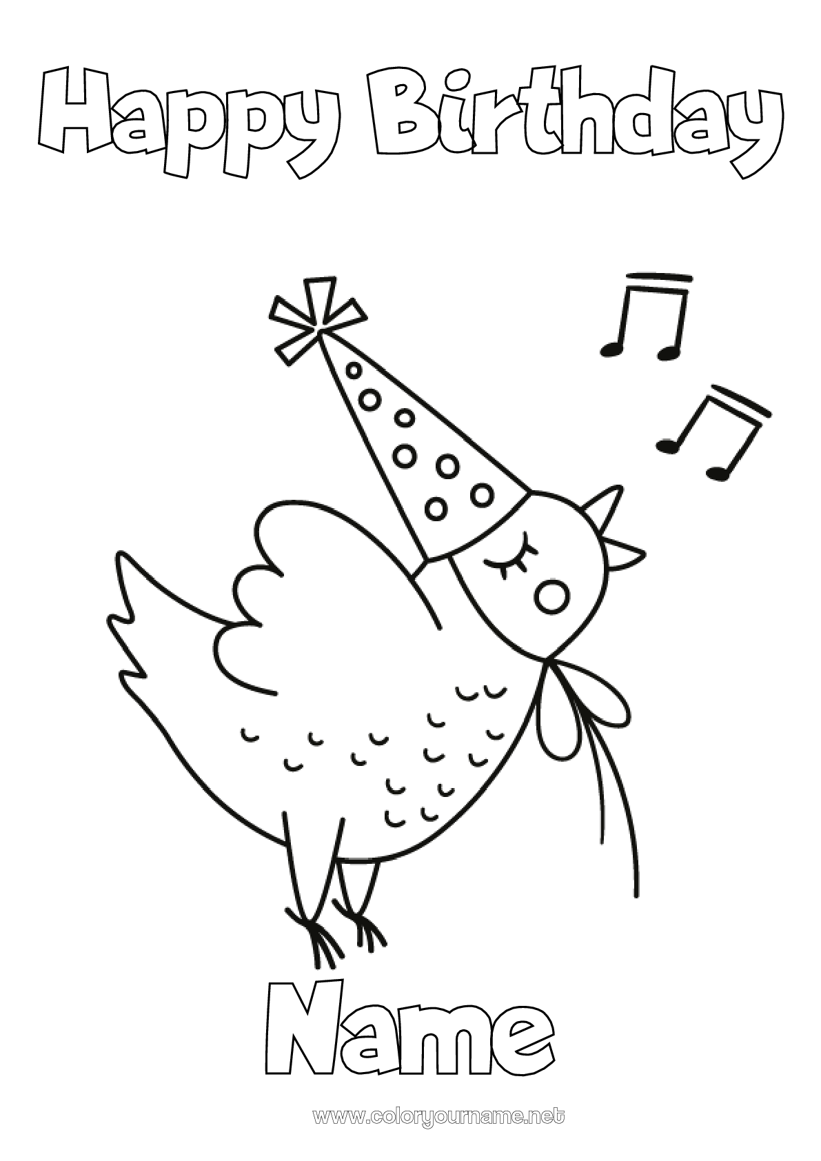 Coloring page No.162 - Birthday Hen Animal