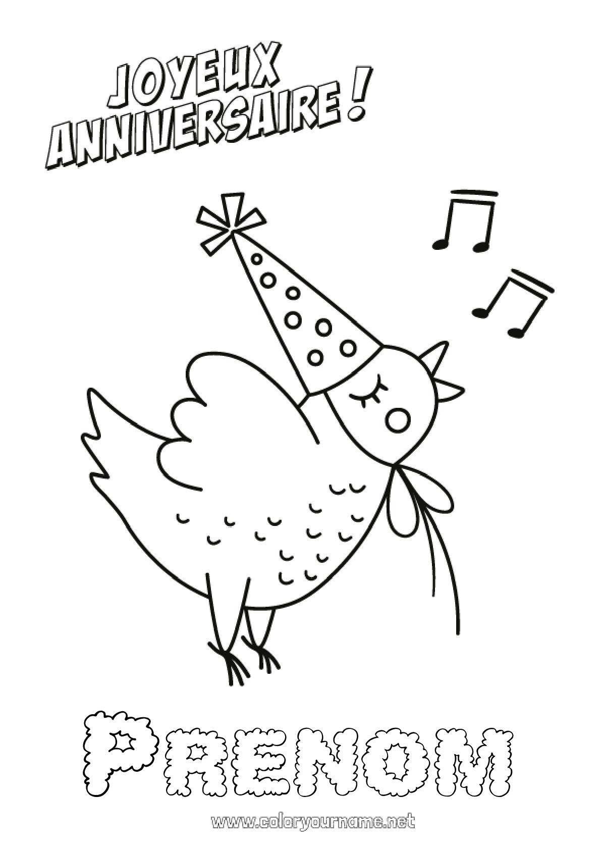 Coloriage Bon Anniversaire Mamie Coloriage n°162 - Anniversaire Poule Animal