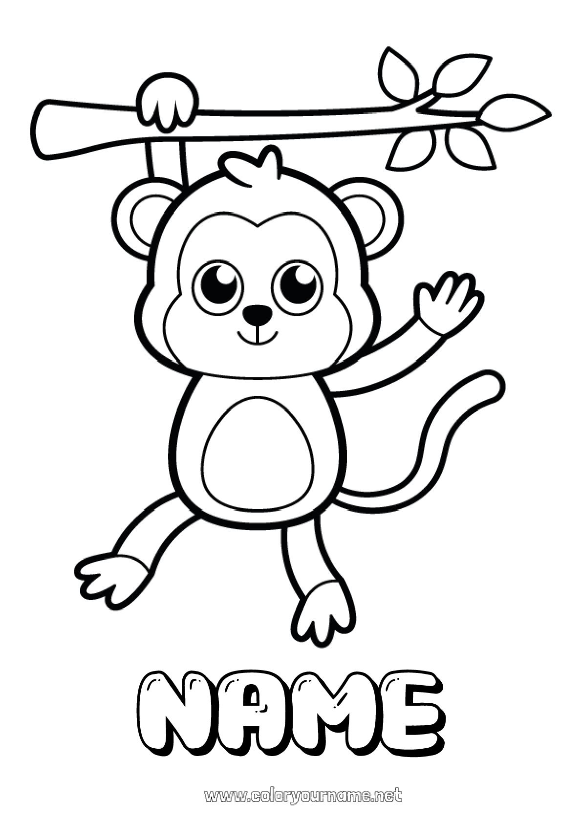 Coloring page No.1638 Cute Animal Monkey