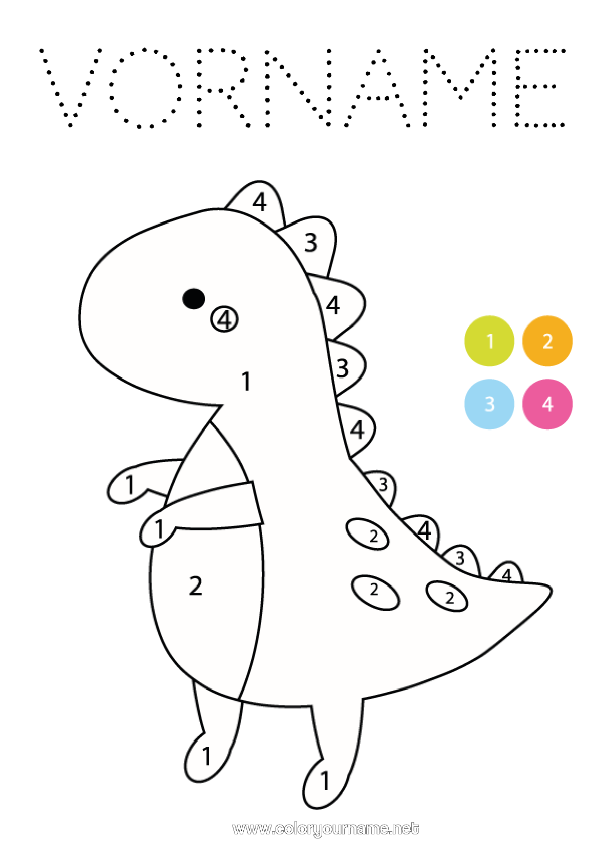 Malvorlage Nr.1643 - Dinosaurier Malen nach Zahlen Kinderaktivitäten