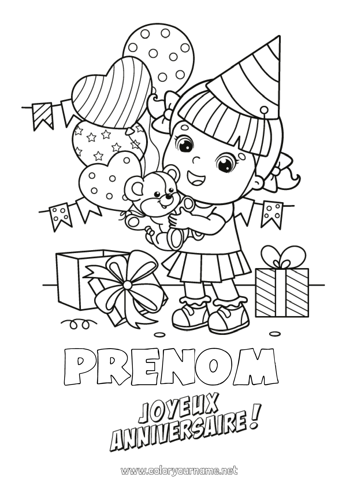 Coloriage Joyeux Anniversaire Avec Prénom Coloriage n°168 - Bonbons Cadeaux Anniversaire