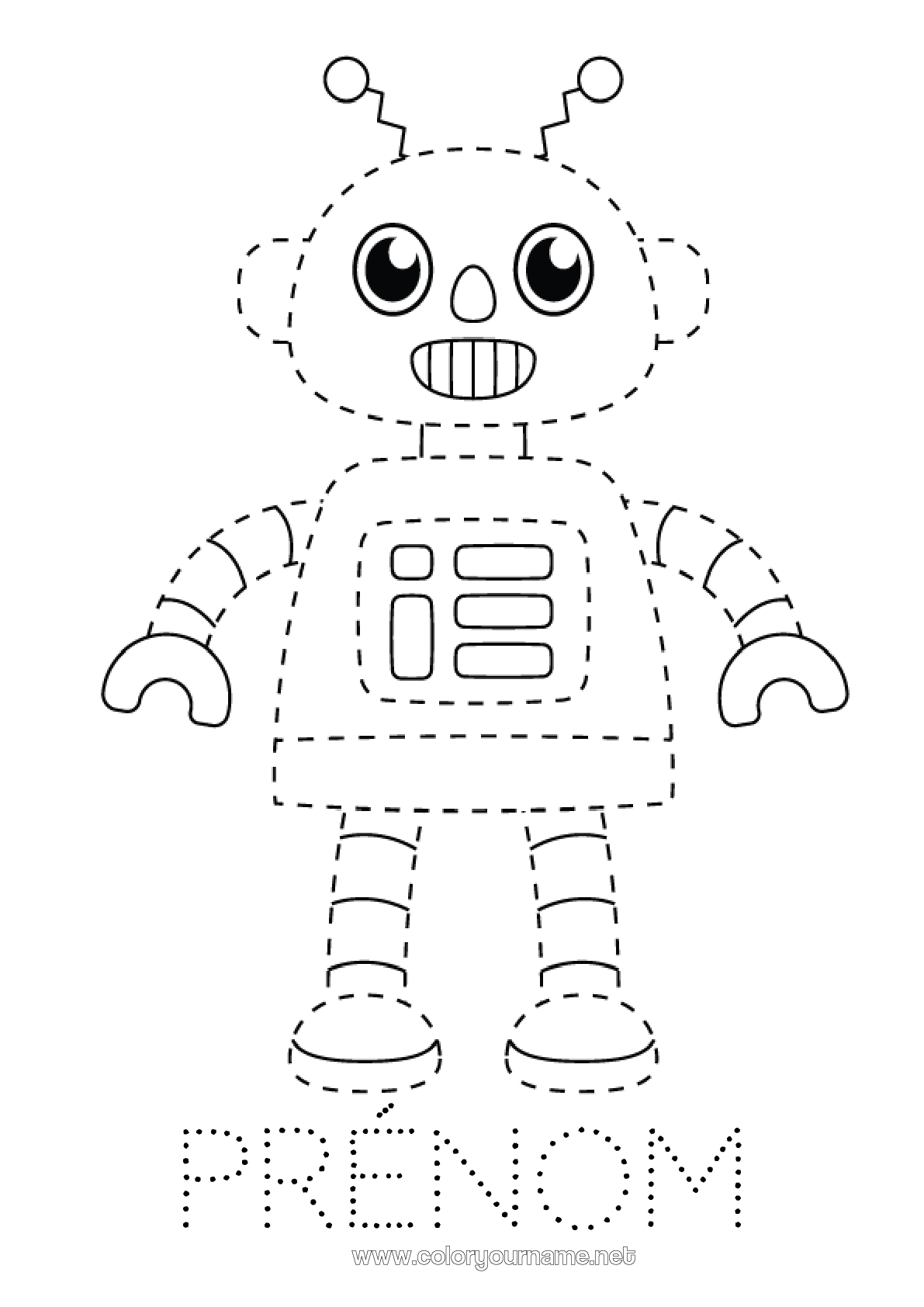 Dessin Pointillé Maternelle à Imprimer Coloriage n°1714 - Robot Activités enfants Points à relier