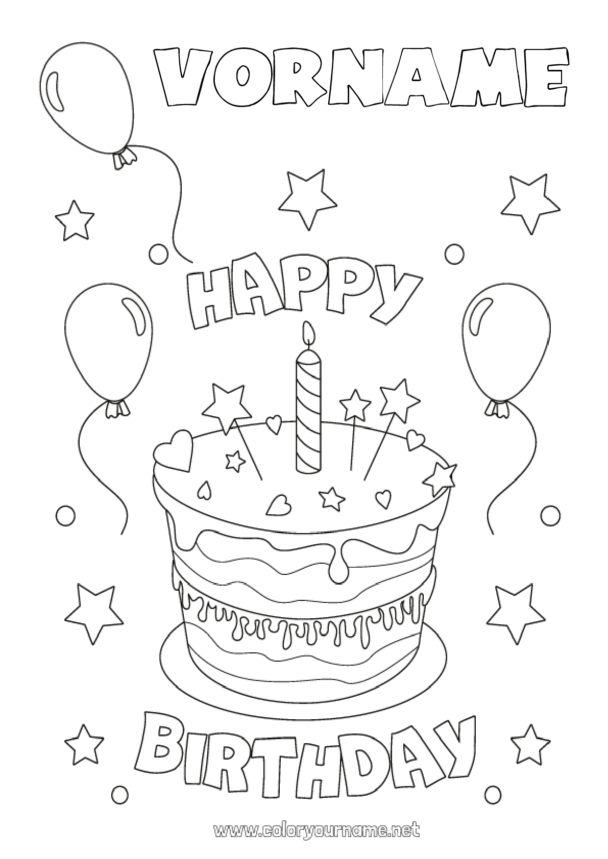  Malvorlage Nr.176 - Kerze Kuchen Geburtstag 