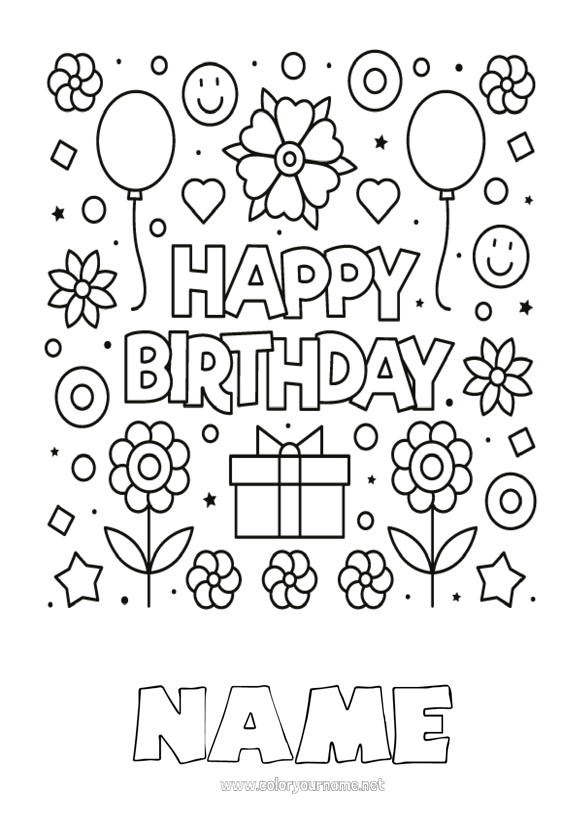 Happy Birthday ! : 98 free customizable coloring pages to print