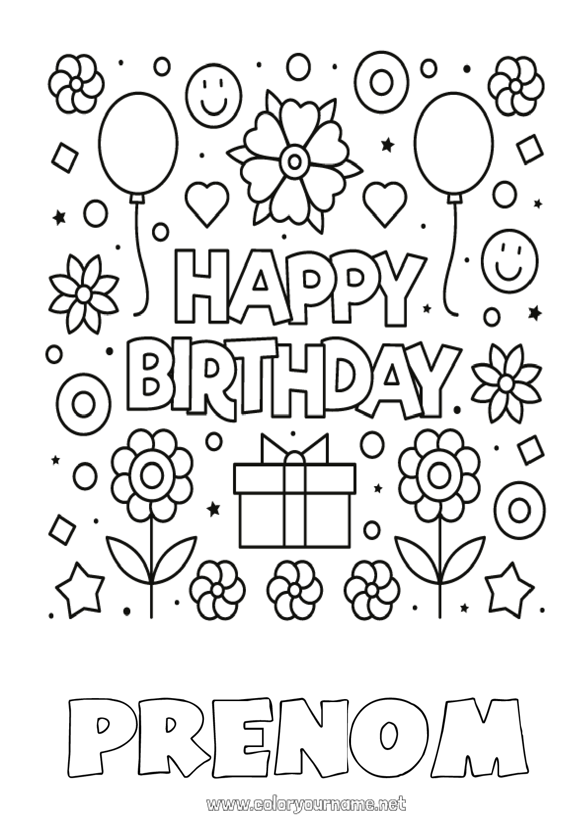 Coloriage n°181 Fleurs Anniversaire Coloriages faciles