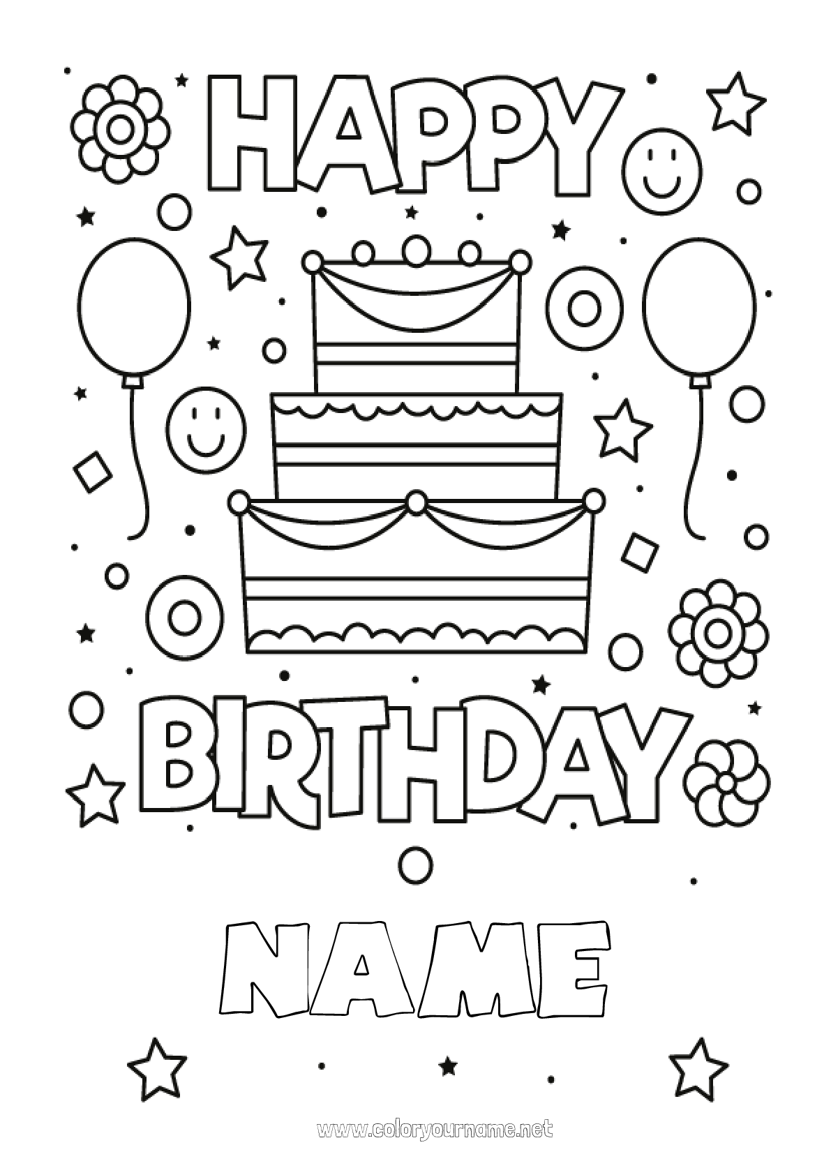 Happy Birthday ! : 100 free customizable coloring pages to print