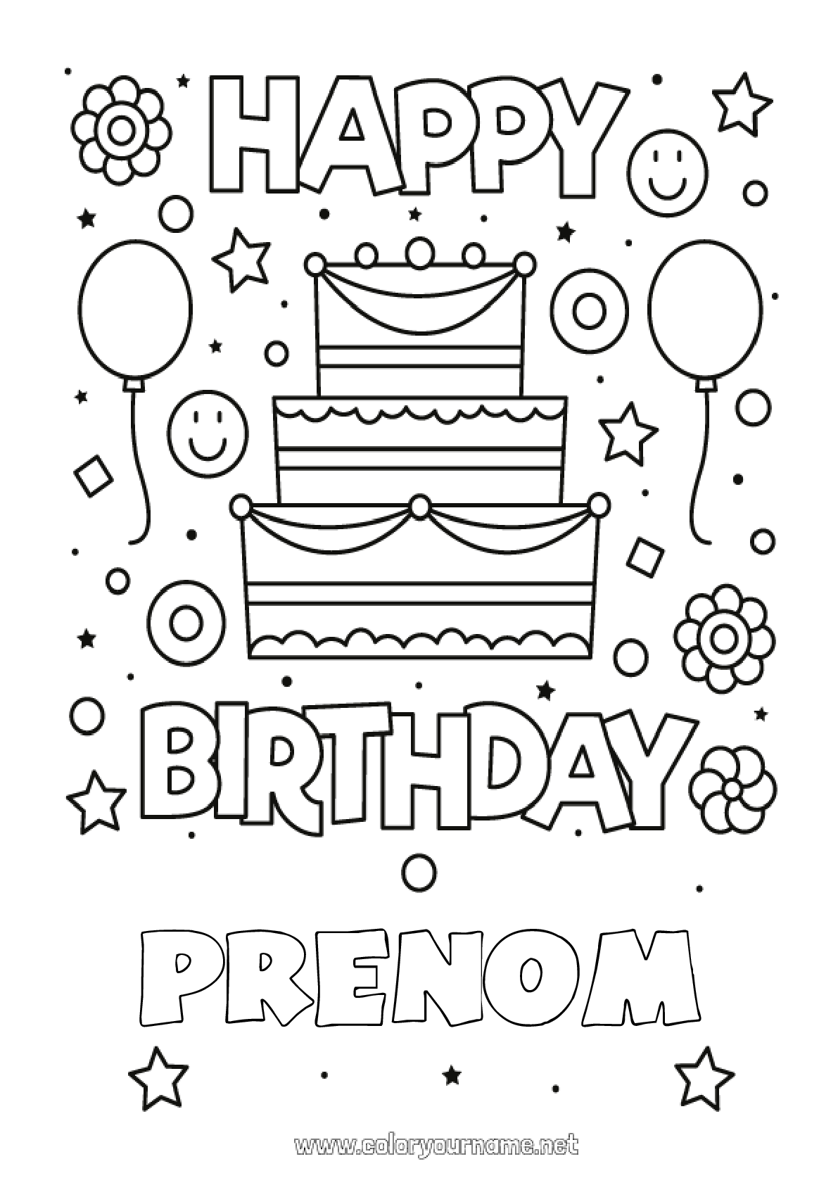 Coloriage n°183 Gâteau Anniversaire Coloriages faciles