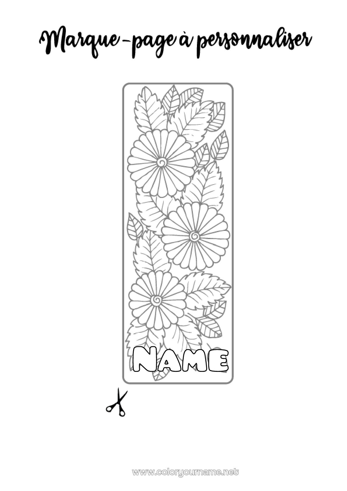 Coloring page No.1914 Flowers Children's activities Bookmark