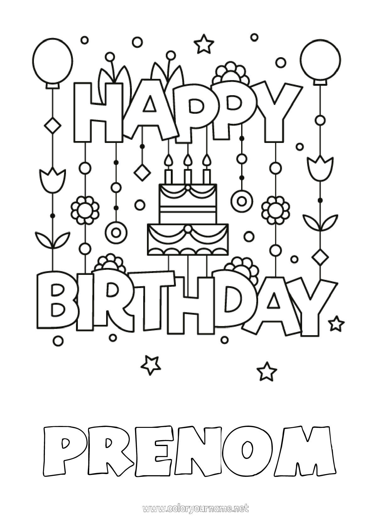 Coloriage n°191 Gâteau Anniversaire