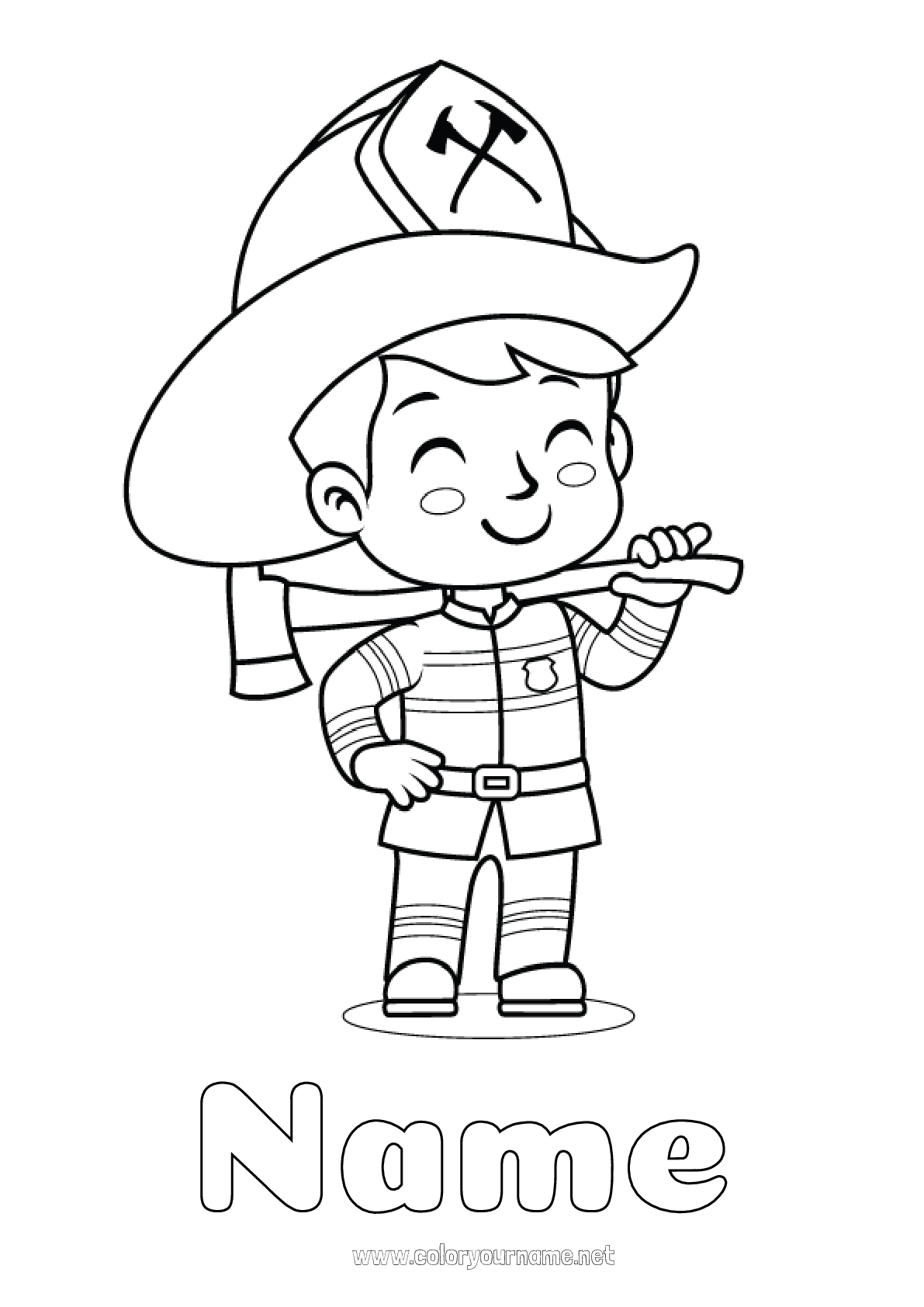 Coloring page No.1937 Fireman firefighter Easy coloring pages