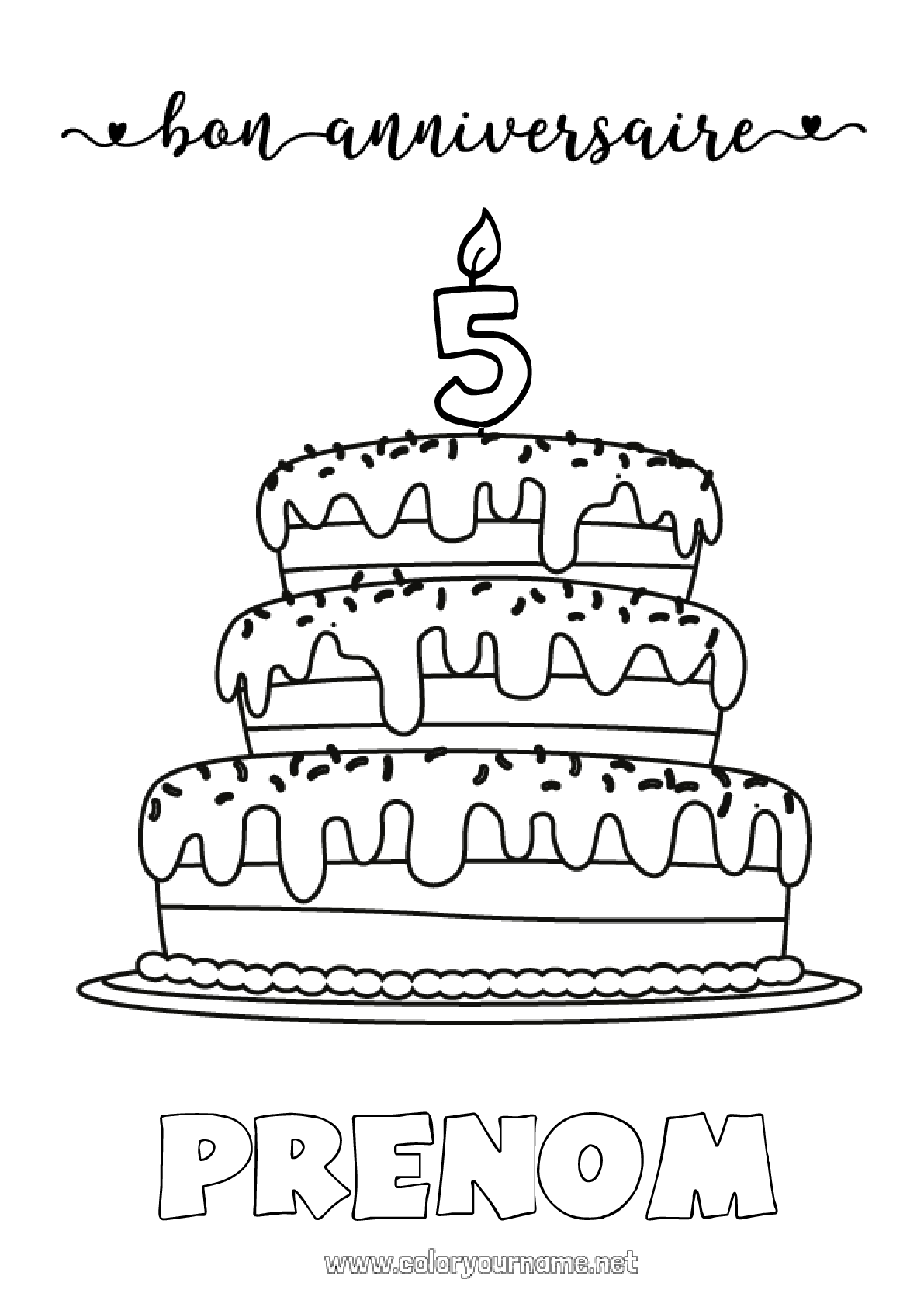 Joyeux Anniversaire Coloriage Anniversaire Coloriage n°193 - Bougie Gâteau Anniversaire