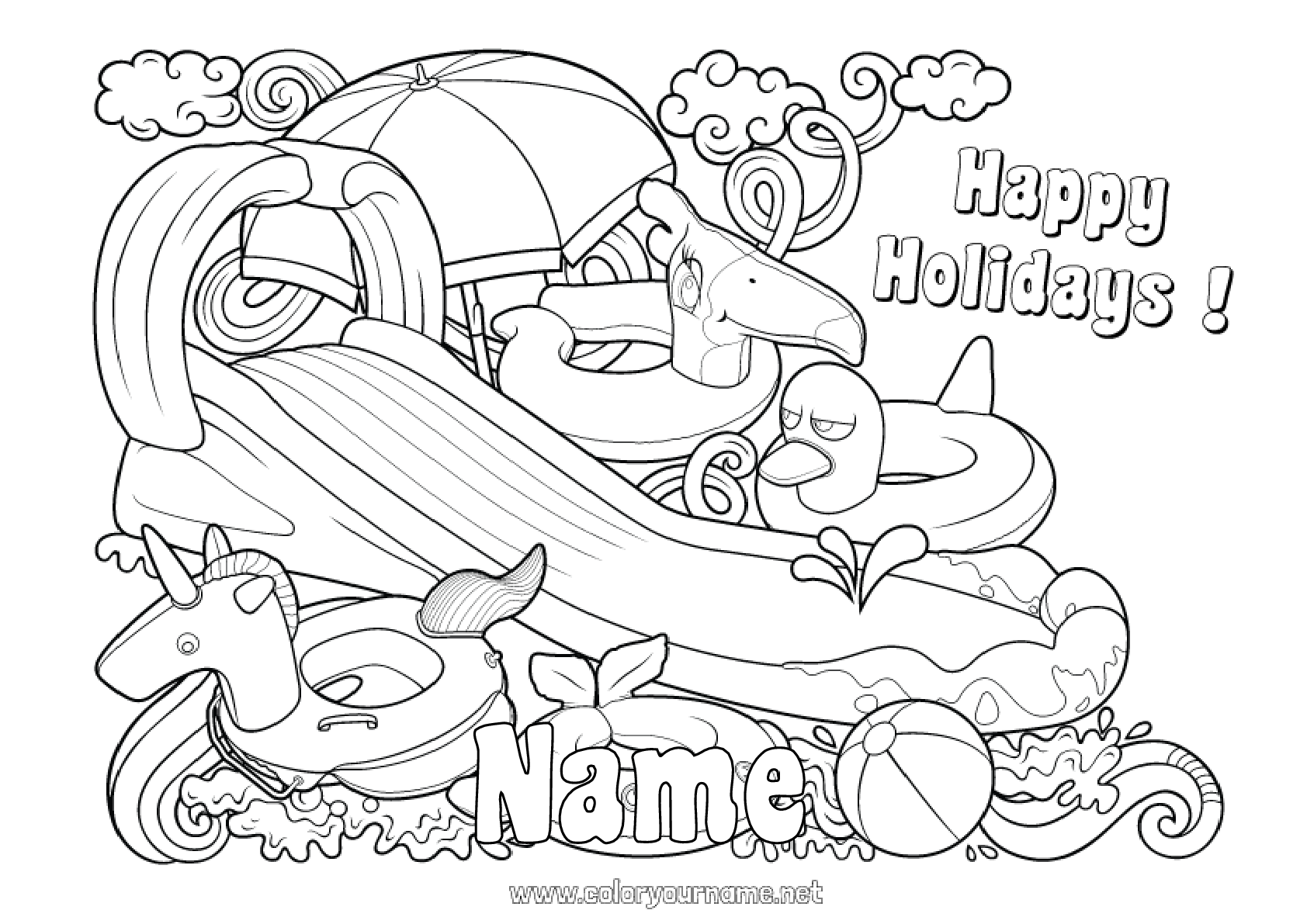 Coloring page No.1952 - Unicorn Summer Toys