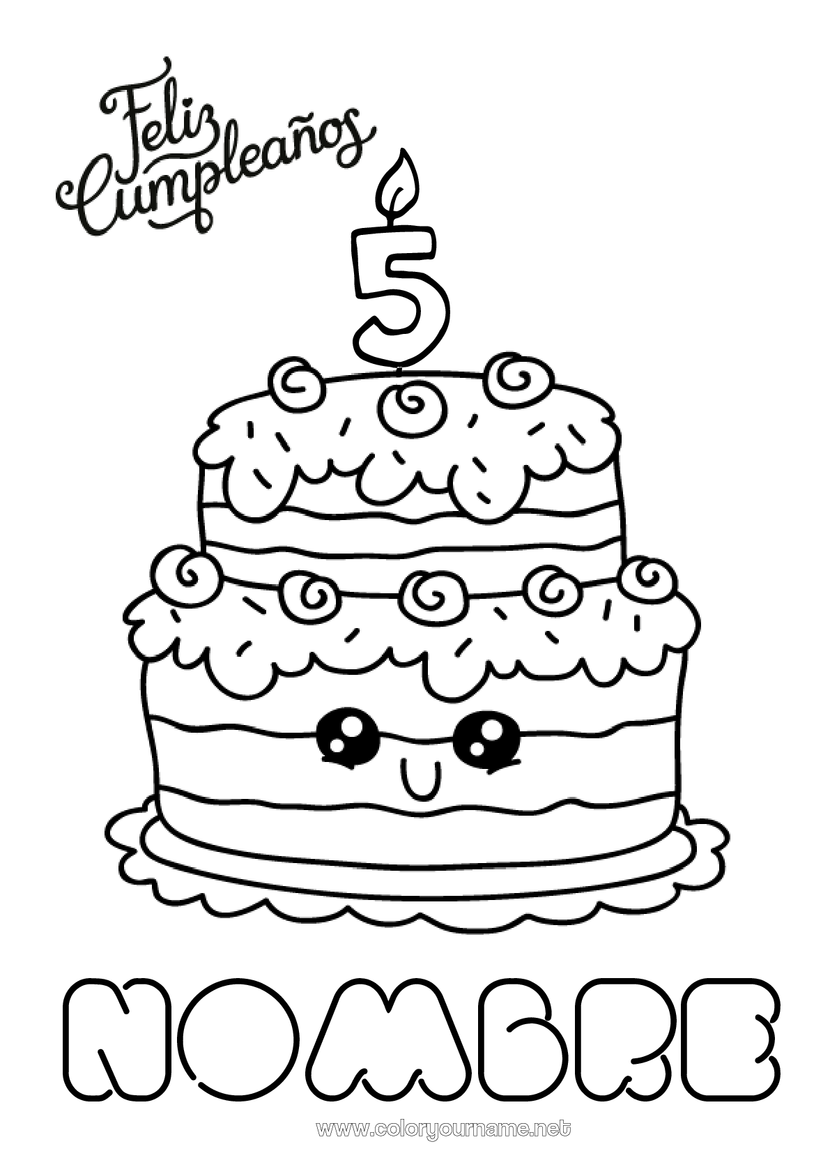 Nº de colorear 198 - Vela Tarta Cumpleaños