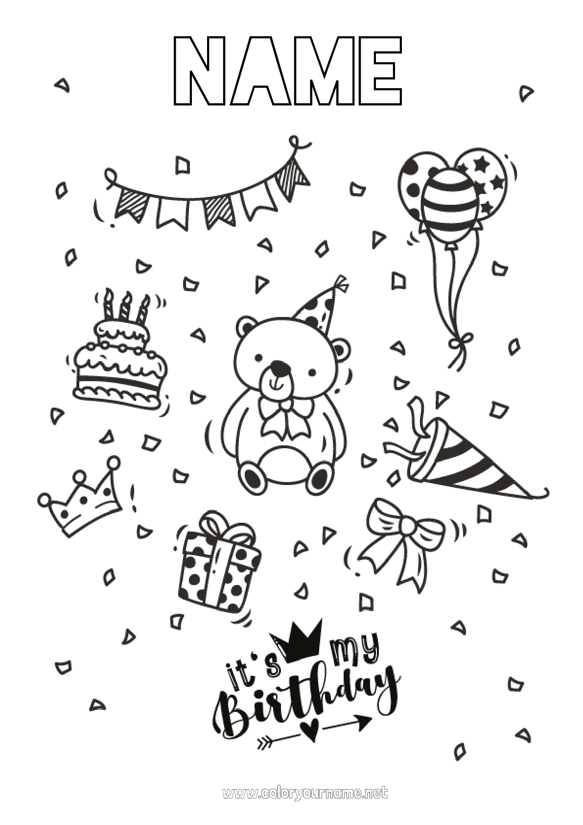 Happy Birthday ! : 101 free customizable coloring pages to print - Page 6