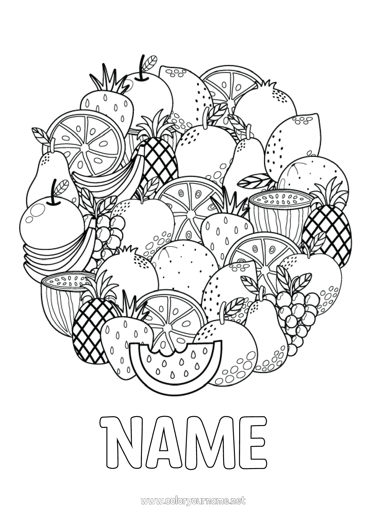 Coloring page No.2061 - Mandala Food Pineapple