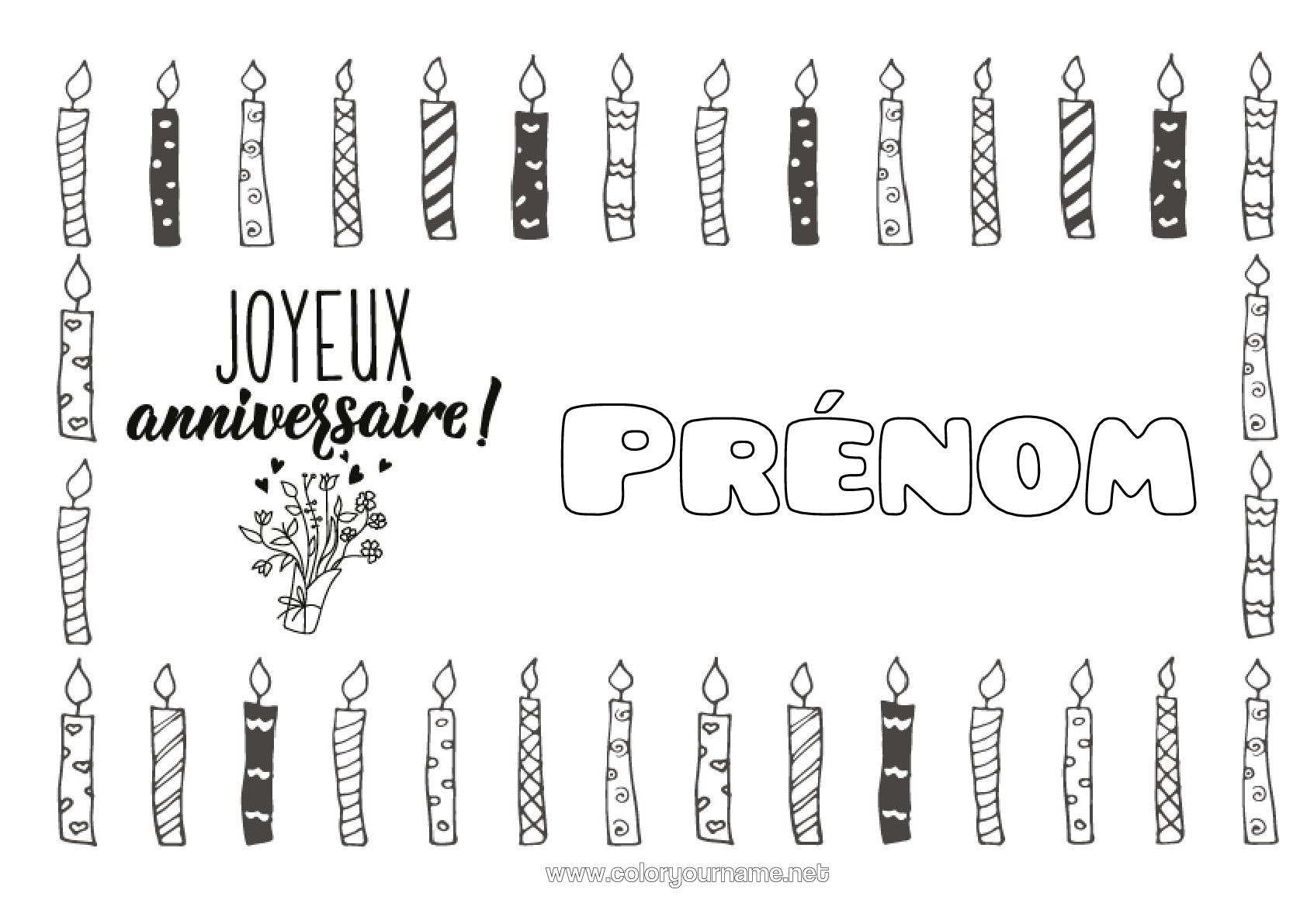 Coloriage n°208 - Bougie Anniversaire Coloriages faciles