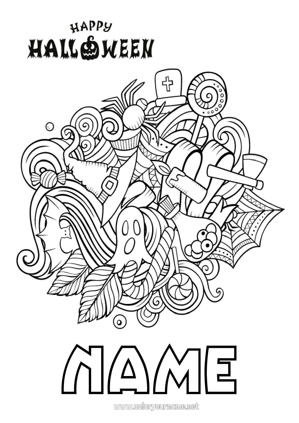 Coloring page No.20 - Candle Ghost Halloween