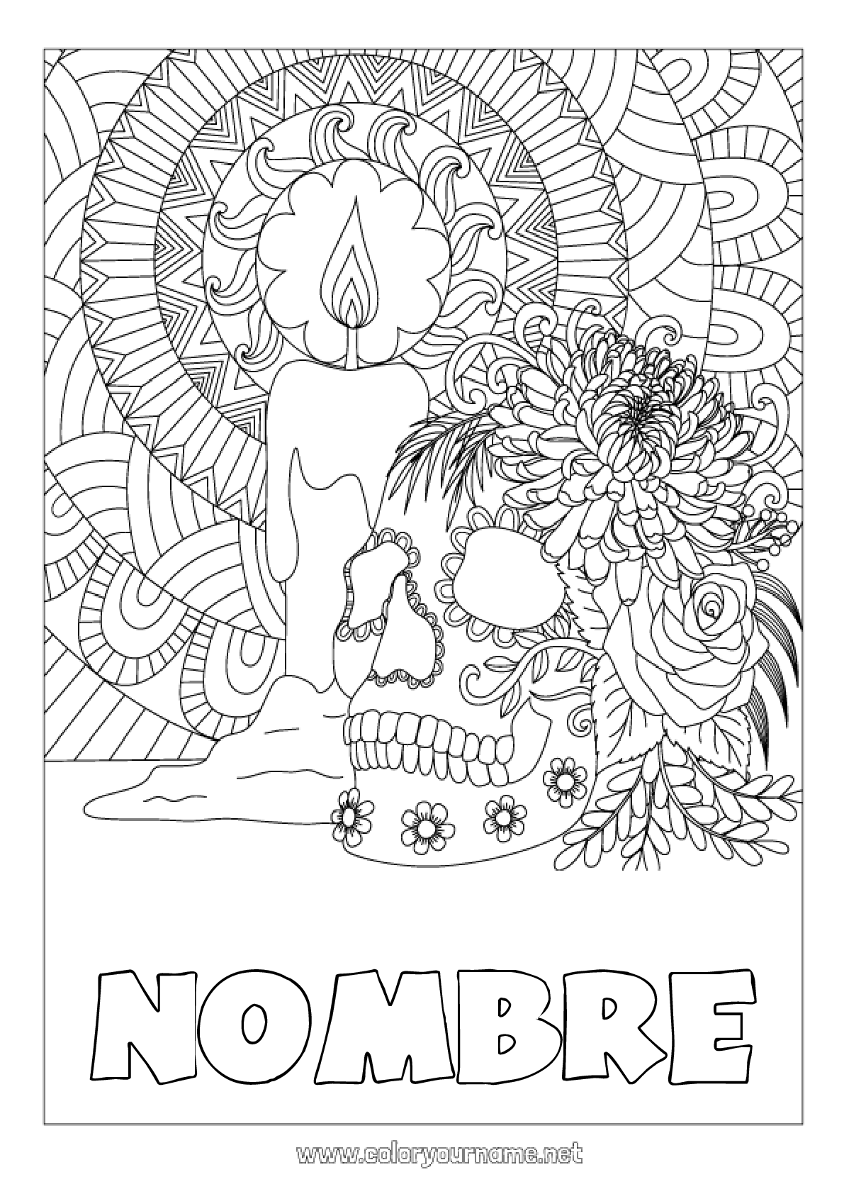 Dia De Los Muertos Esqueleto Para Colorear