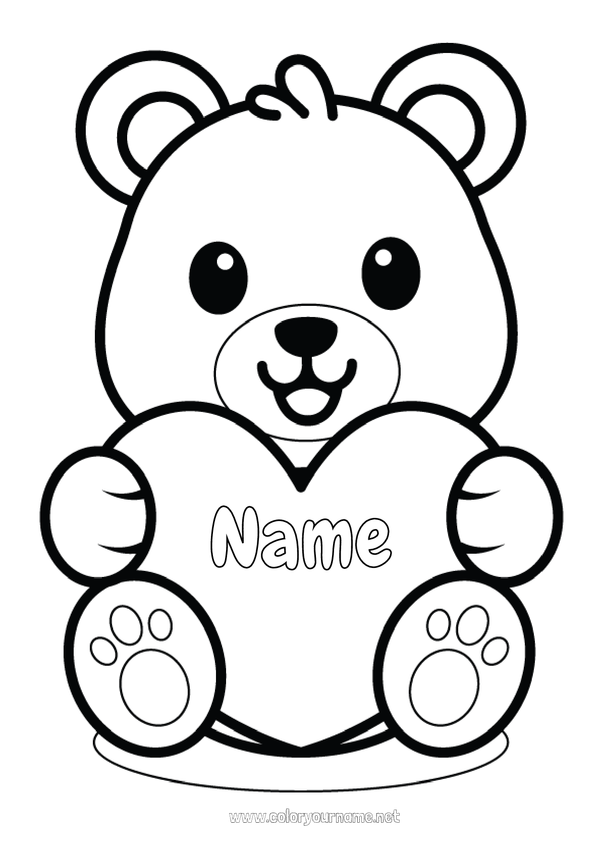 Coloring page No.2191 - Bear Cute Kawaii