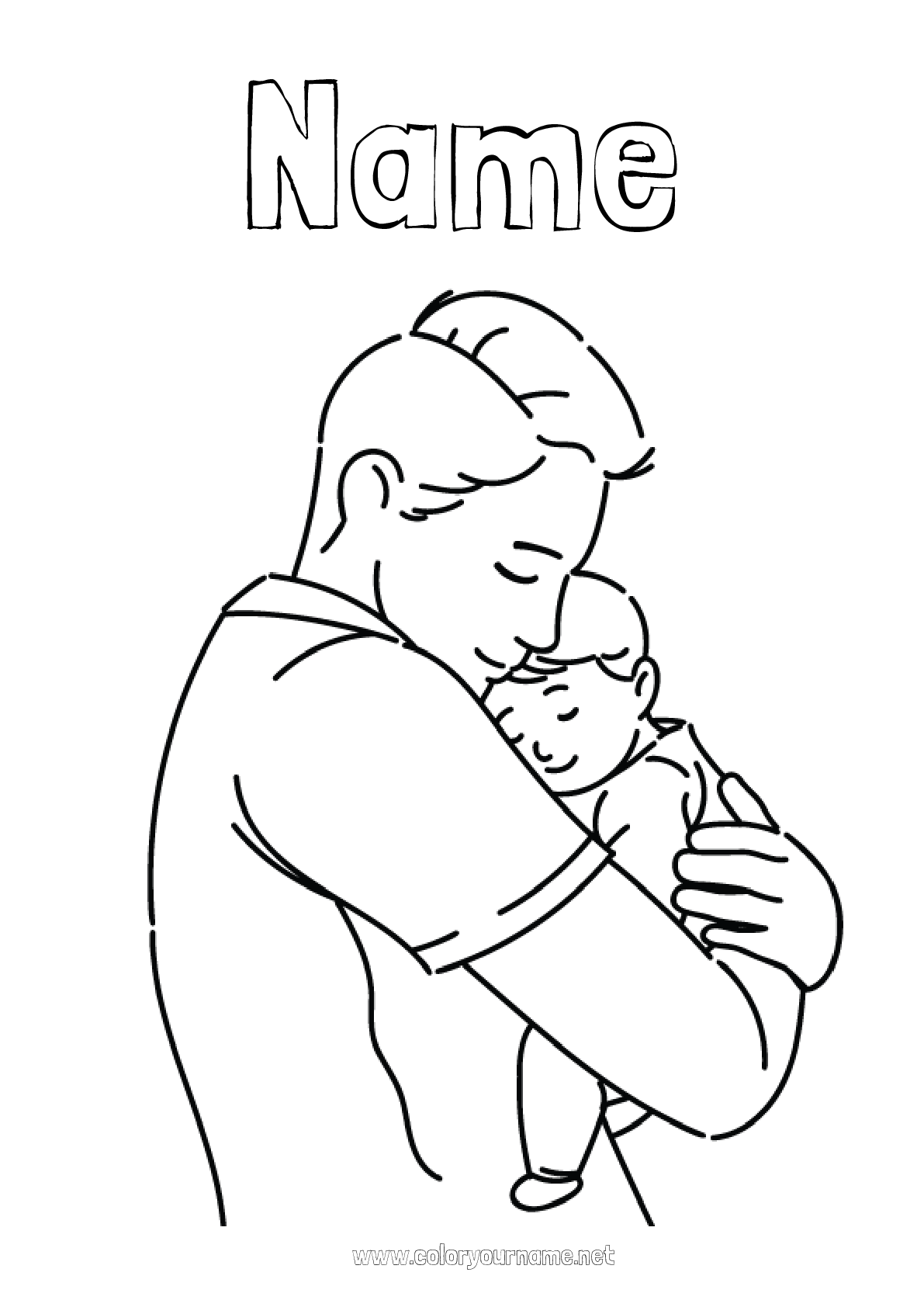 Coloring page No.2205 - Dad Baby Family