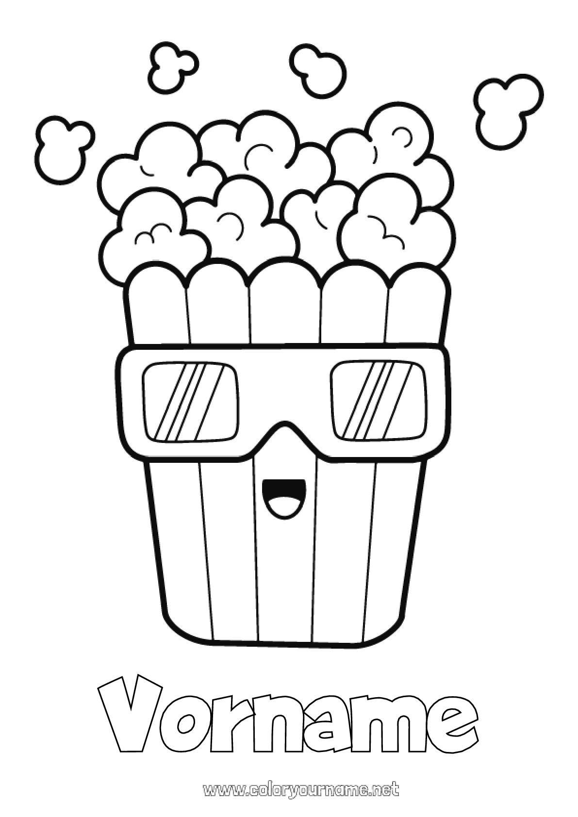 Malvorlage Nr.2213 - Kino Popcorn Leckereien, Süßigkeiten
