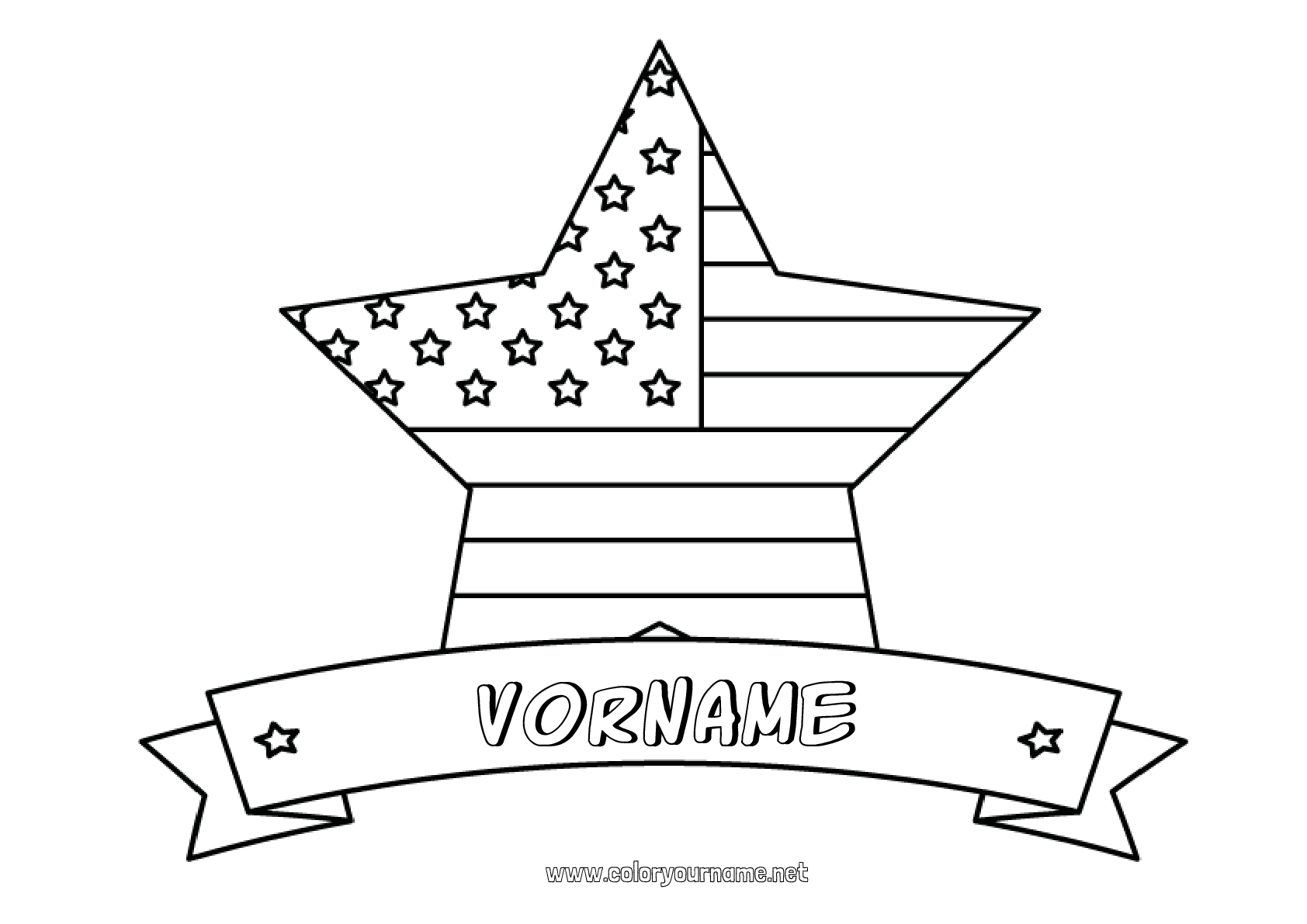 Malvorlage Nr.2380 - USA Flagge 4. Juli