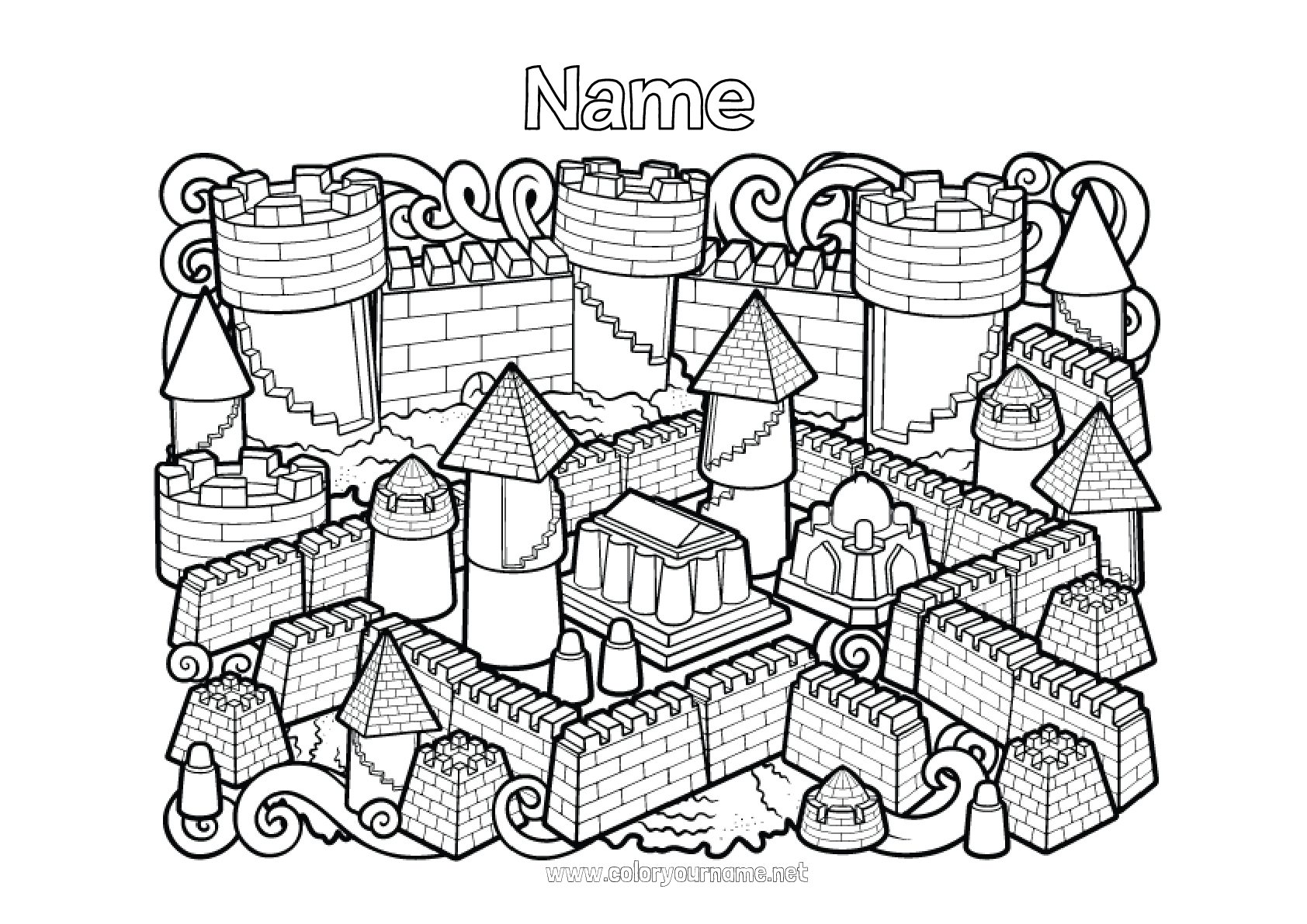 Coloring page No.2386 Castle Mandala Beach