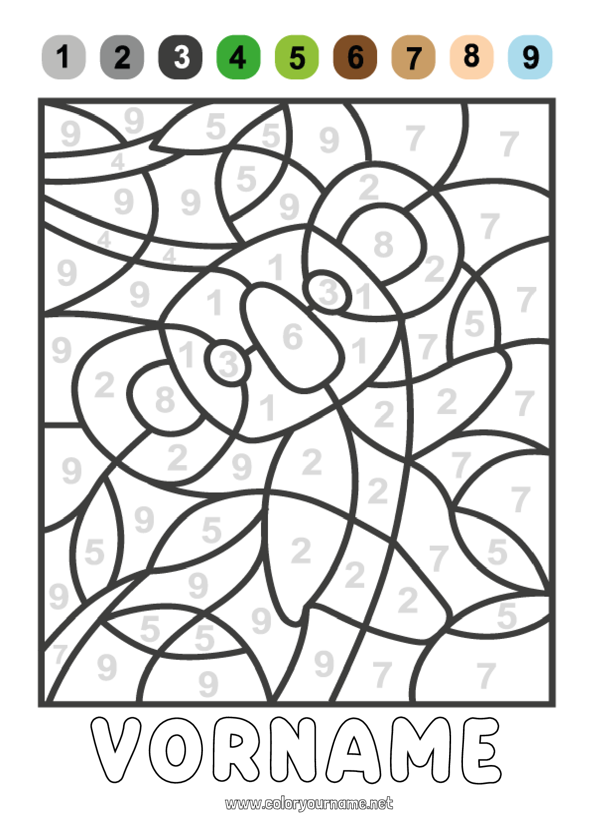  Malvorlage Nr.2480 - Zahl Malen nach Zahlen Kinderaktivitäten Motiv 