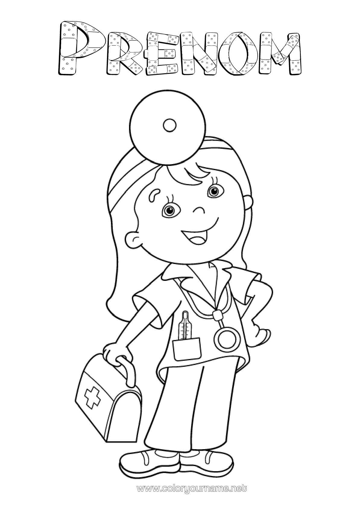 Coloriage à imprimer Docteur Médecin Métiers De La Santé