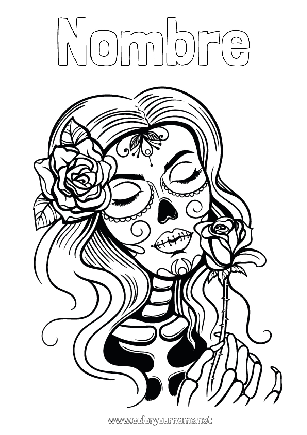 Nº de colorear 253 - Esqueleto Calavera Día de los Muertos Nº de colorear 253 - Esqueleto Calavera Día de los Muertos