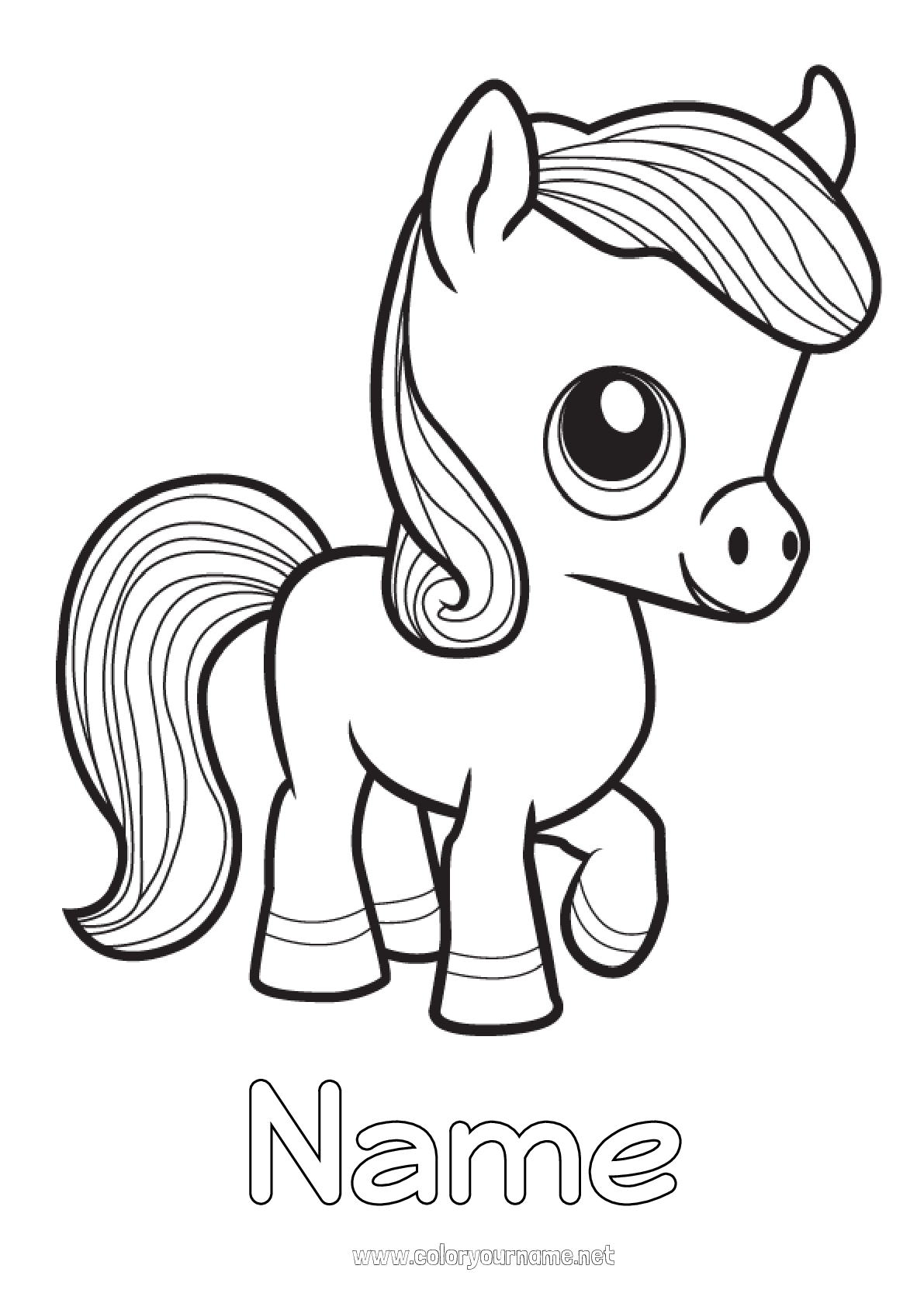 Coloring page No.2560 Cute Horse Animal