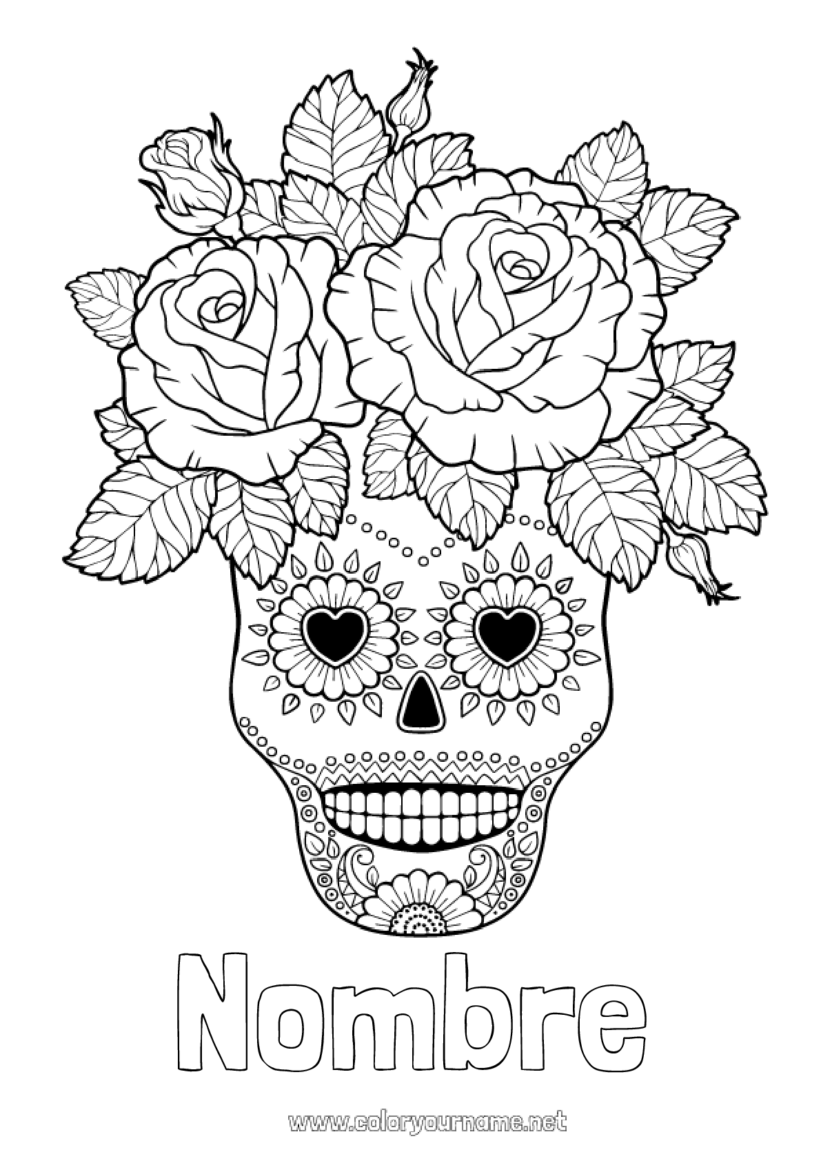 Nº de colorear 256 - Flores Calavera Día de los Muertos Nº de colorear 256 - Flores Calavera Día de los Muertos