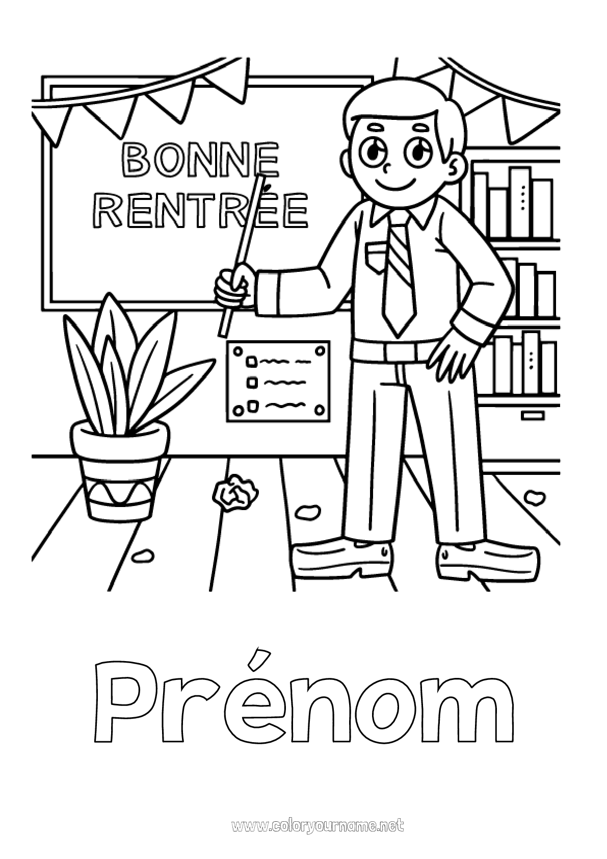 Coloriage Bonnes Vacances Maternelle Coloriage n°2597 - Maîtresse/Maître École Métiers de l'éducation
