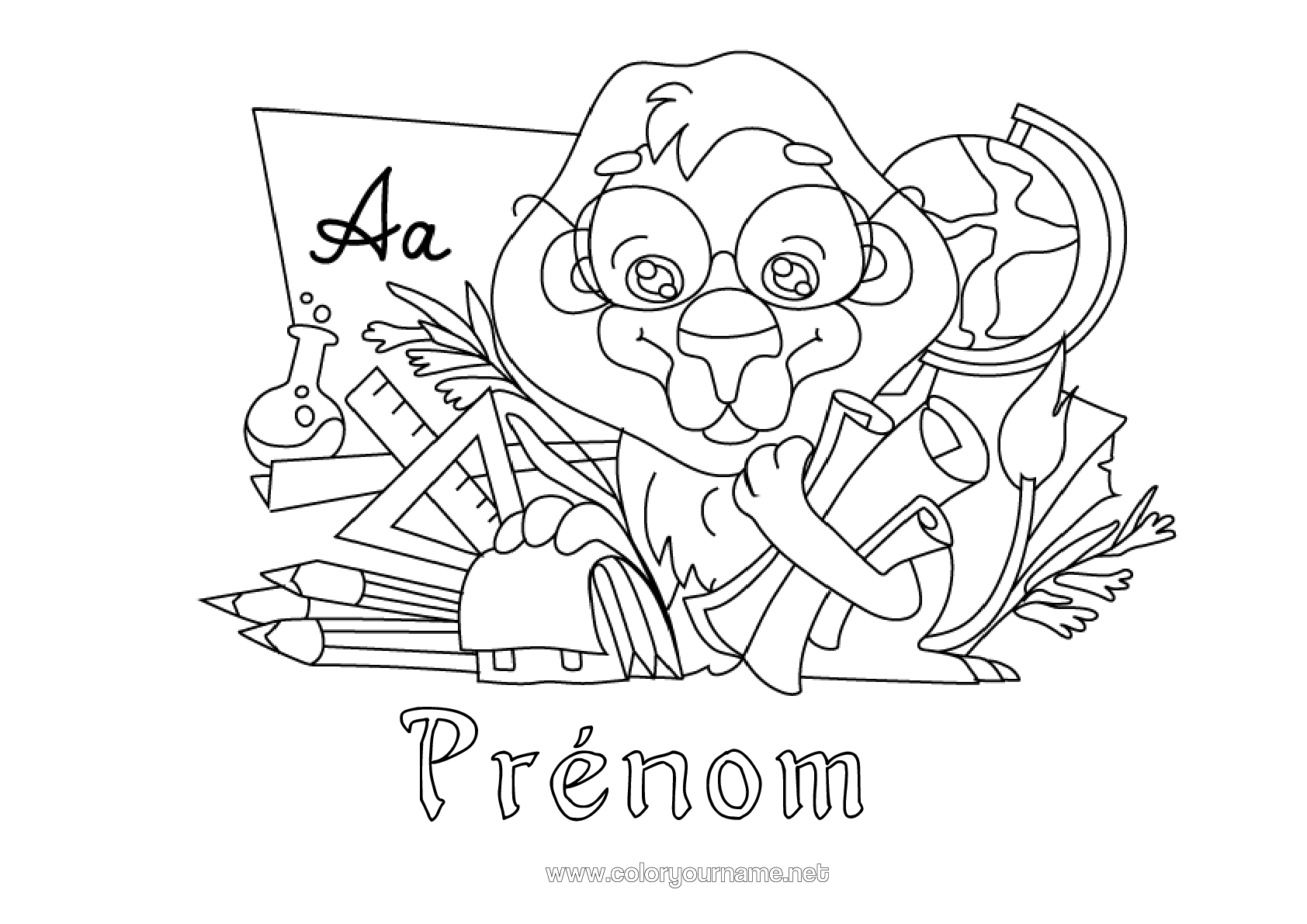 Coloriage n°2664 - Lion Maîtresse/Maître École
