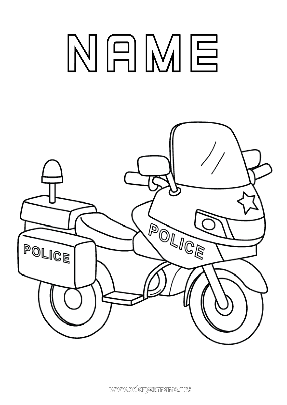 Coloring page No.2702 Motorbike Police Police vehicles