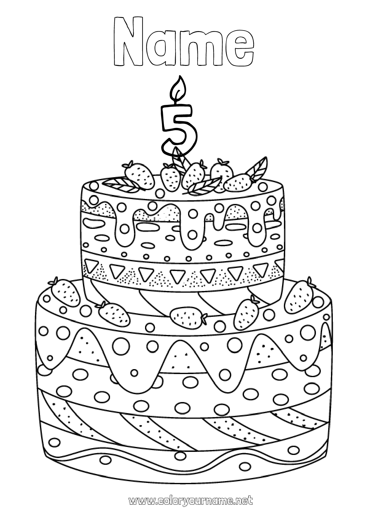 Happy Birthday Cake Coloring Pages